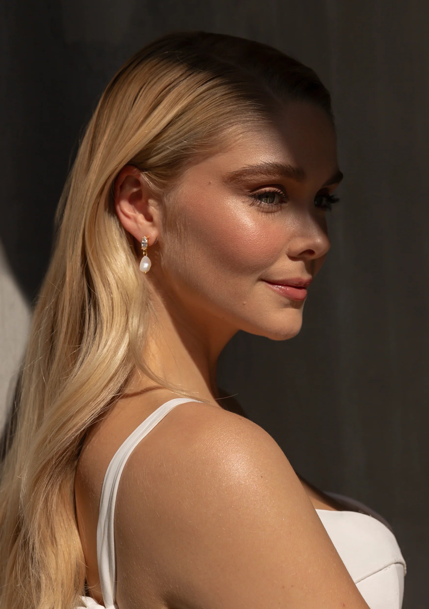 Lola Knight Skylar Mini Crystal and Pearl Drop Bridal Earrings - Gold Wedding Jewelry for Brides, Bridesmaids, and Formal Events