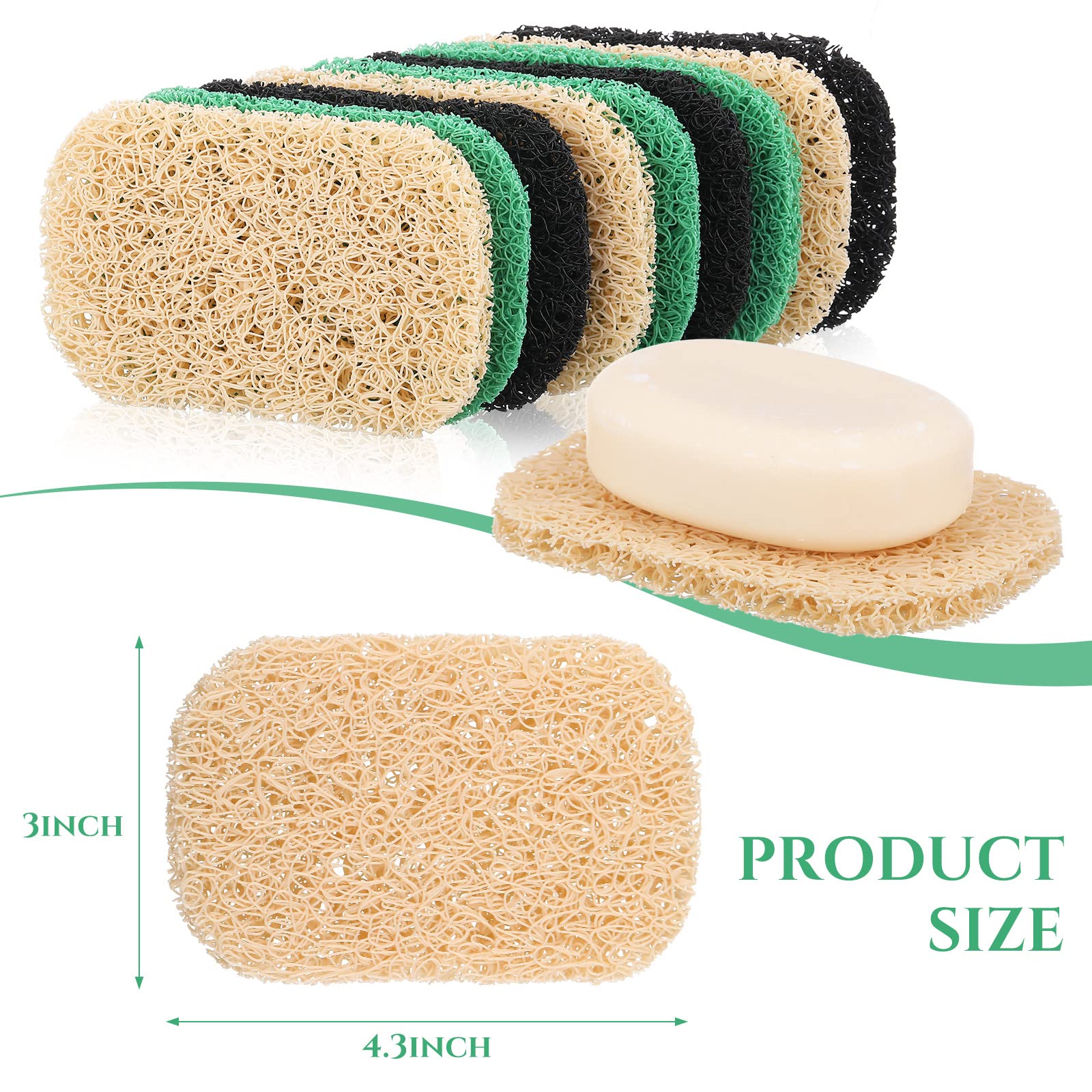 30 Pcs Soap Saver Pads - Reusable Bar Soap Holders with Drain Holes for Shower, Kitchen & Bathroom - Non-Slip Soap Dishes & Cleaning Accessories (Black, Green, Beige) - Perfect for Organizing Soap in Wet Areas & Preventing Mess
