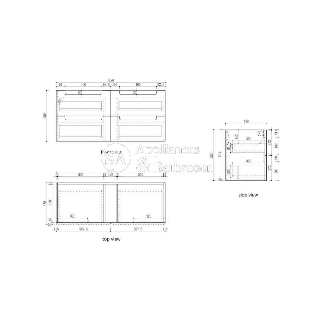 Aulic 1200mm Lovina Wall Mounted Bathroom Vanity with Sink - Modern Floating Vanity for Small Bathrooms, CAWH55 1200 | Perfect for Apartments, Powder Rooms & Contemporary Homes