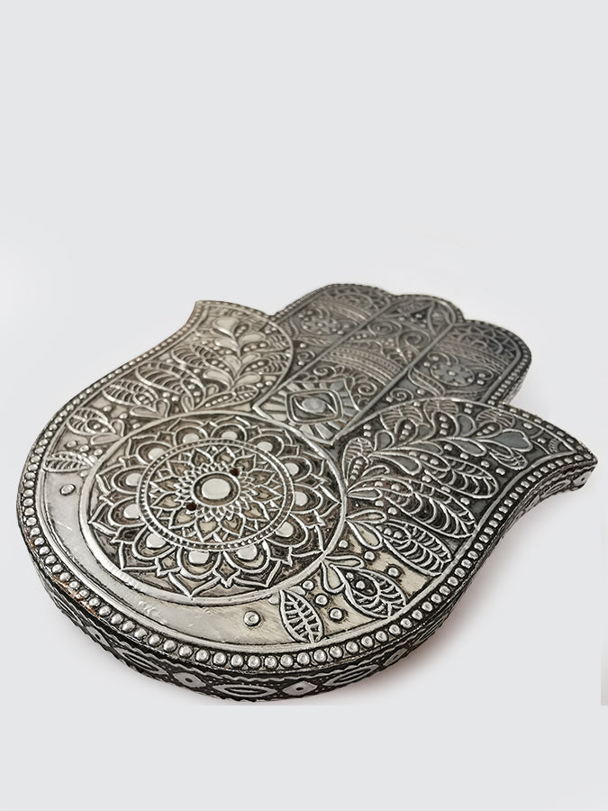 Namaste Hamsa Hand Embossed Incense Ash Catcher Holder - Spiritual Decor for Yoga Meditation & Home Altar