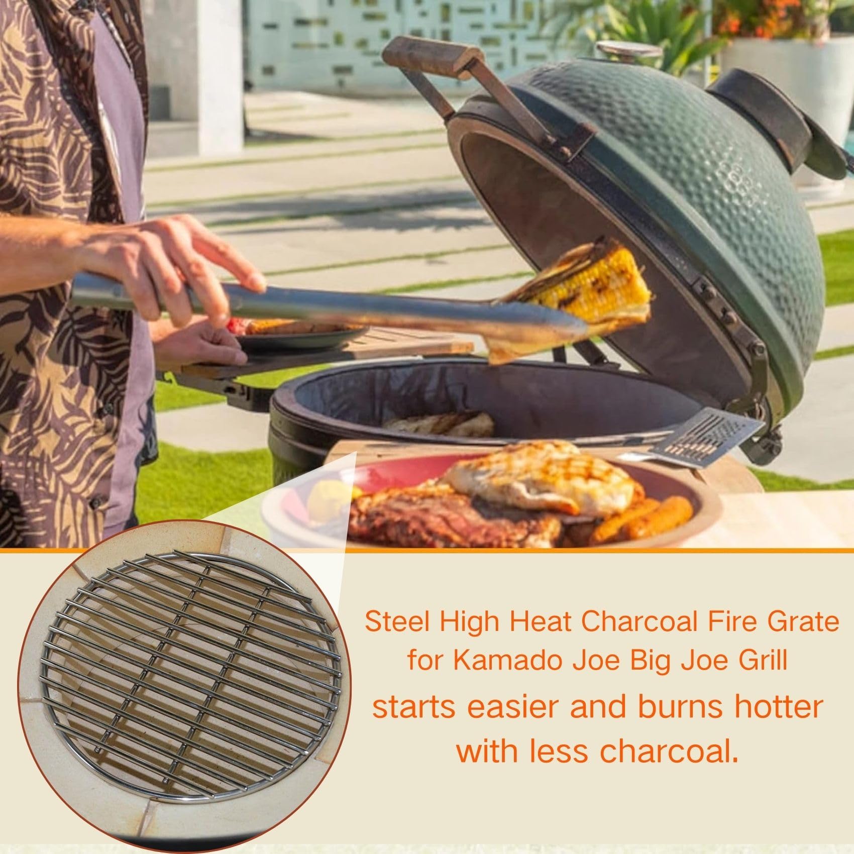 Premium Stainless Steel High Heat Charcoal Fire Grate for Kamado Joe Big Joe Grill - 12 Inch Heavy Duty Replacement Grate for Outdoor BBQ, Smoking & Grilling - Perfect for Backyard Cookouts, Camping & Tailgating