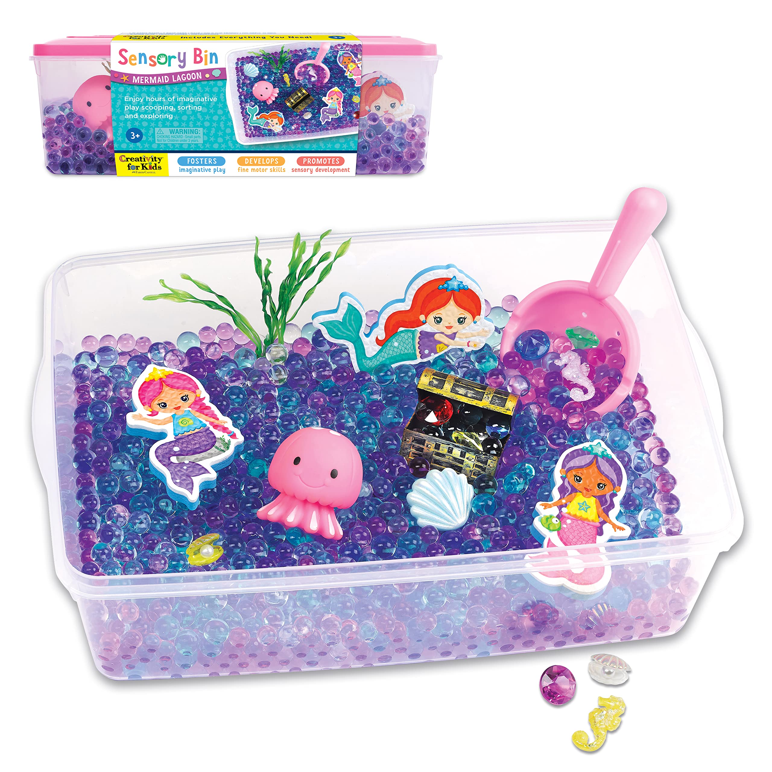 Mermaid Sensory Bin for Kids - Ocean Themed Preschool Learning Toys for Toddlers Ages 3+ | Sensory Play, Fine Motor Skills Development & Imaginative Play