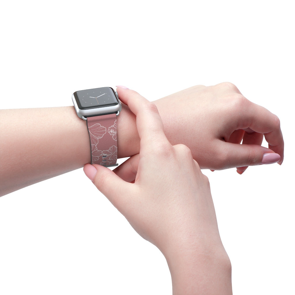 Premium Hibiscus Mauve Apple Watch Band - Soft Silicone Strap for Women & Men - Compatible with All Apple Watch Models - Perfect for Workouts, Running & Everyday Wear