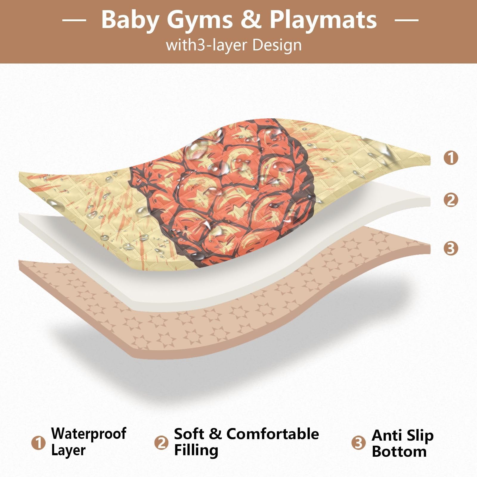 **Pineapple Baby Play Mat - 50x50 Inch Non-Toxic Floor Playmat for Infants 0-12 Months | Soft, Machine Washable Activity Mat for Crawling, Tummy Time & Playpen Use**    *(Perfect for nursery, daycare, or playroom – safe and fun for newborns & toddlers!)*