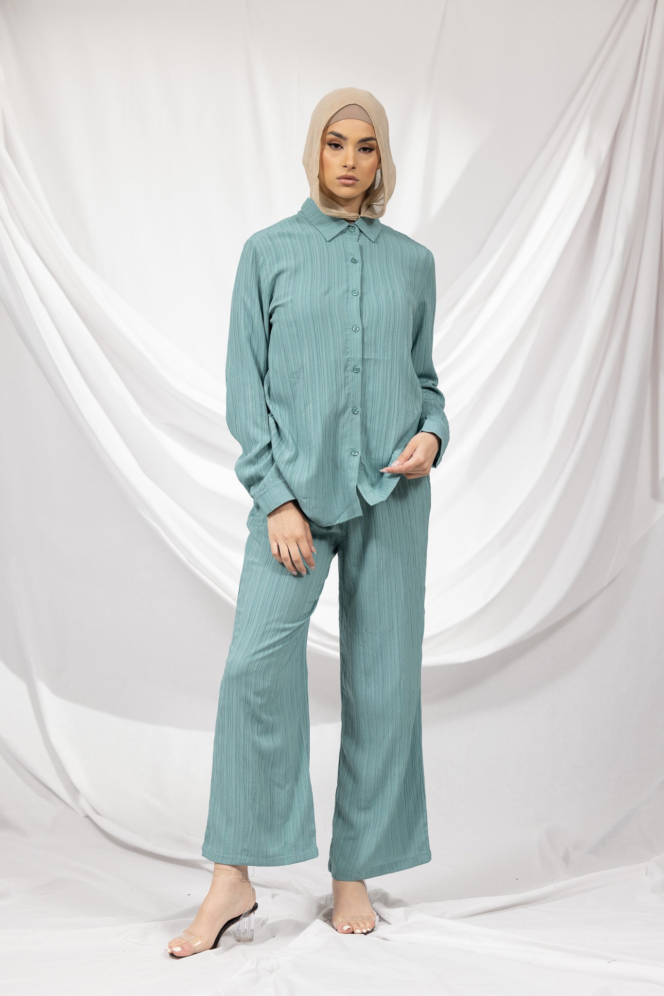 Stylish Crinkle Pleat Pants for Women - Comfortable High Waisted Trousers with Elastic Waistband | Perfect for Office Wear, Casual Outfits & Travel