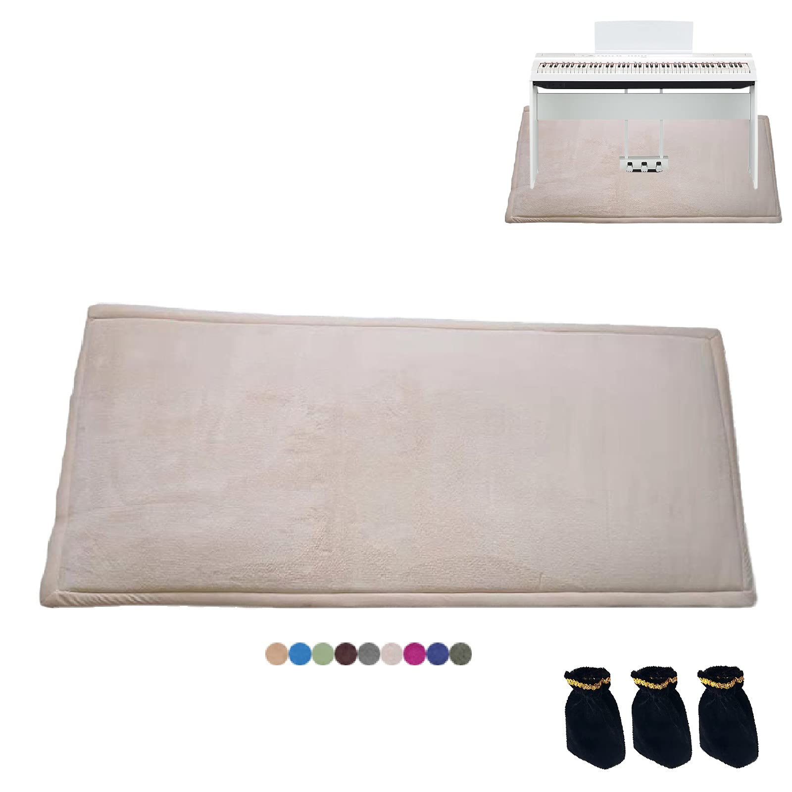 Premium Soundproof Piano Rug - Thick Noise Reducing Carpet with 3 Pedal Covers | Acoustic Floor Mat for Piano Protection & Sound Dampening | Ideal for Home Studios, Music Rooms & Apartments