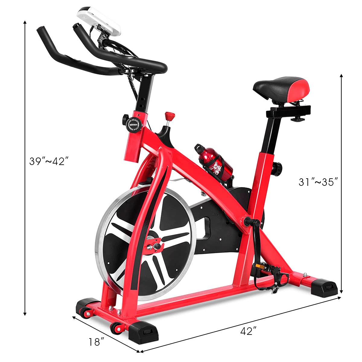 Goplus Indoor Cycling Bike - Stationary Exercise Bike with Heavy Flywheel, LCD Monitor & Water Bottle Holder | Cardio Fitness Cycle Trainer for Home Gym Workouts | Perfect for HIIT, Spinning & Endurance Training