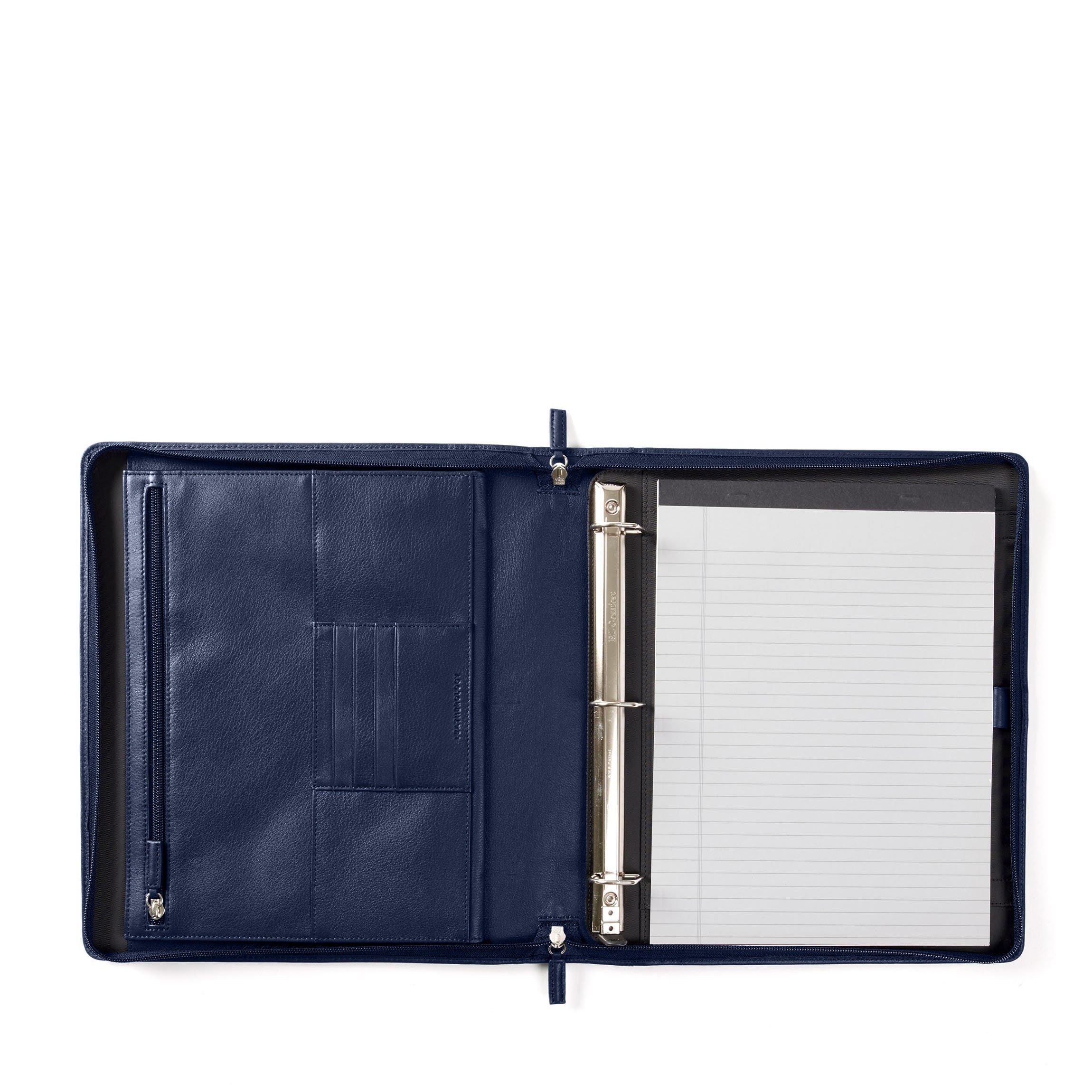 Professional Navy Blue Padfolio Binder - Leather Portfolio Organizer for Business Meetings, Interviews & Office Use