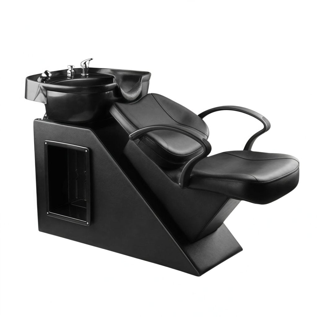 Professional Barber Shop Shampoo Sink Chair with Ceramic Basin - Certified Salon Equipment for Hair Washing & Styling | Perfect for Barber Shops, Salons & Home Grooming Stations