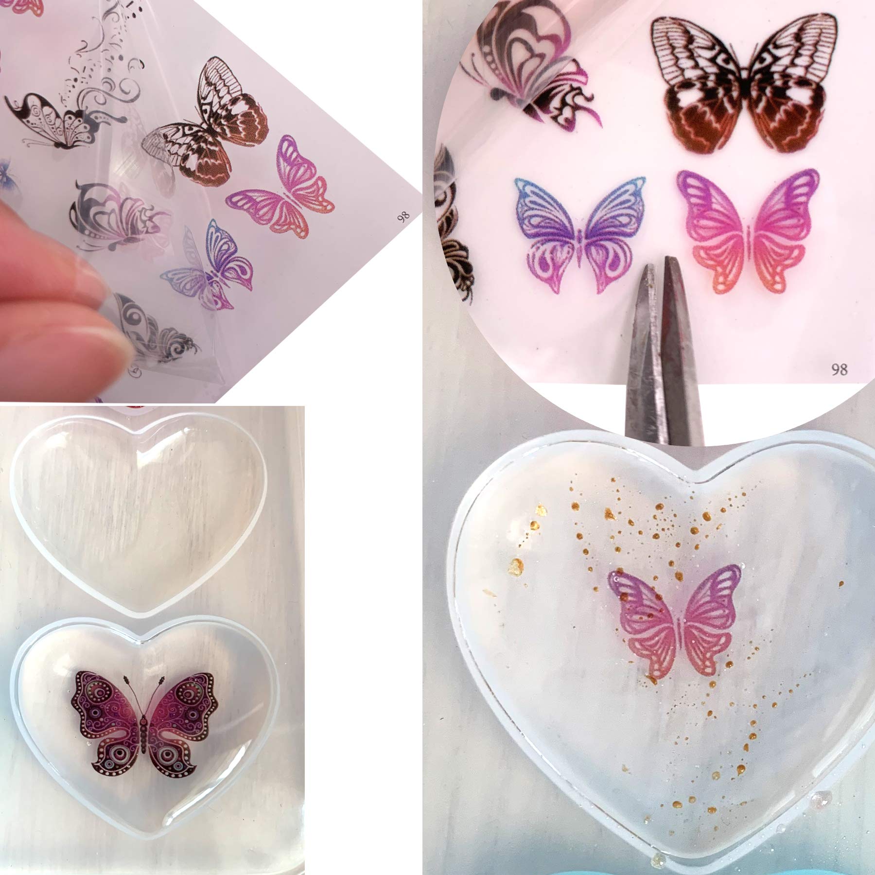 6-Piece Butterfly Embellishments for Epoxy Resin Molds - Premium 3D Fillers (Not Stickers) - Perfect for DIY Jewelry, Resin Art, and Home Decor Crafts