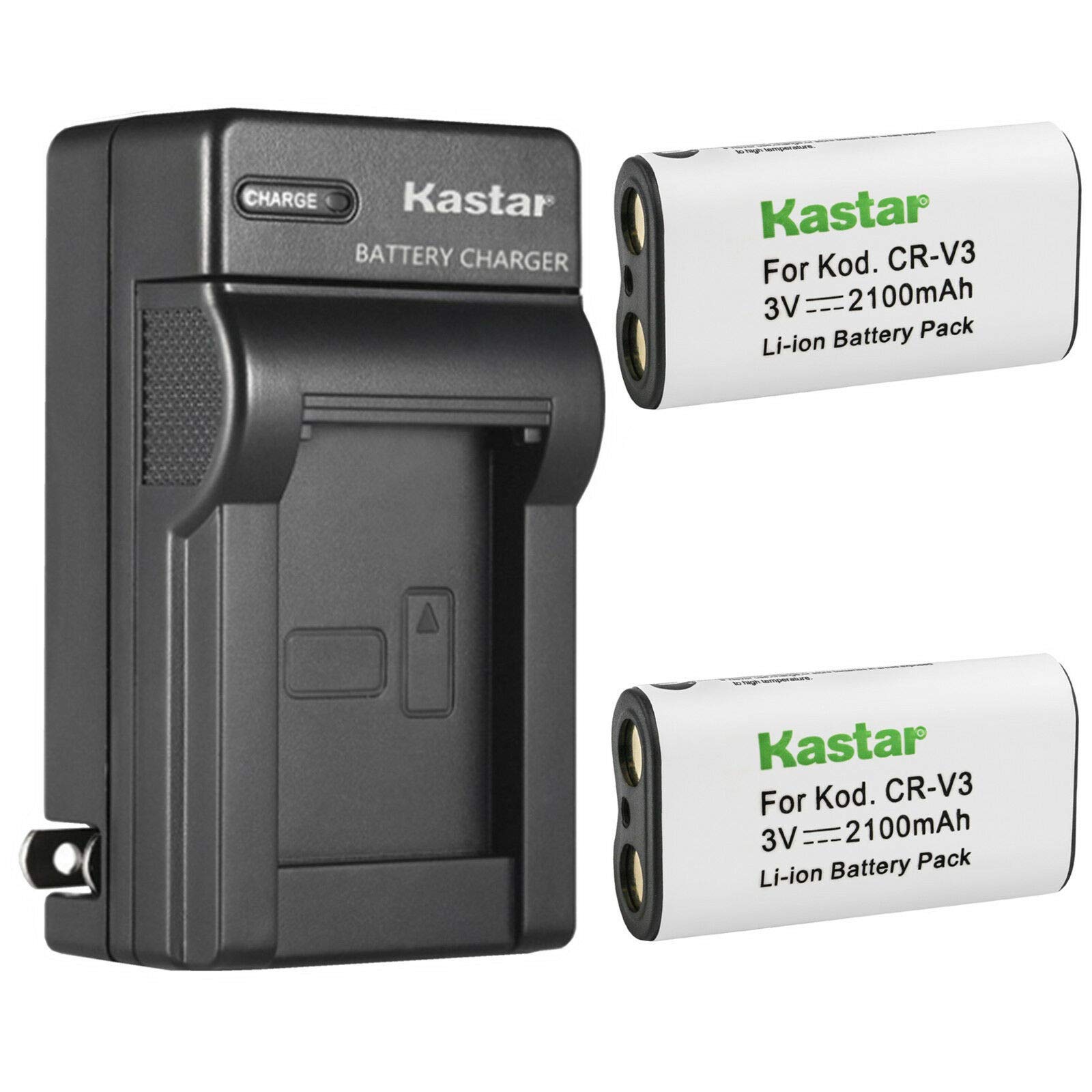 Kastar 2-Pack CR-V3 Rechargeable Batteries with AC Wall Charger - Compatible with Olympus C-700UZ, D-490, D-510, D-520, D-540, D-550, D-560, D-565, D-575, D-580, D-595Z, E10, E-100 RS Digital Cameras - Perfect for Travel Photography & Outdoor Shooting