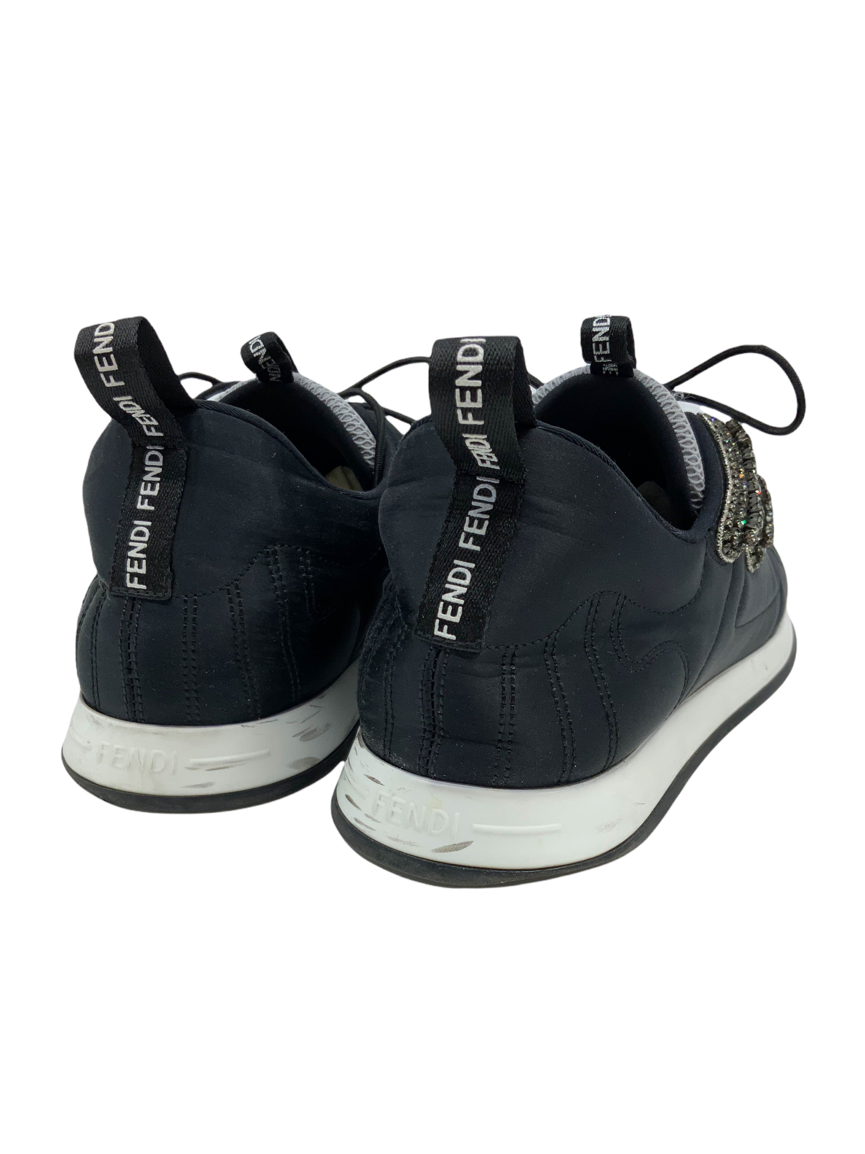 Fendi Freedom Stretch Crystal Embellished Sneakers for Women - Size 9 | Comfortable Luxury Fashion Shoes for Casual Wear, Parties & Daily Outfits