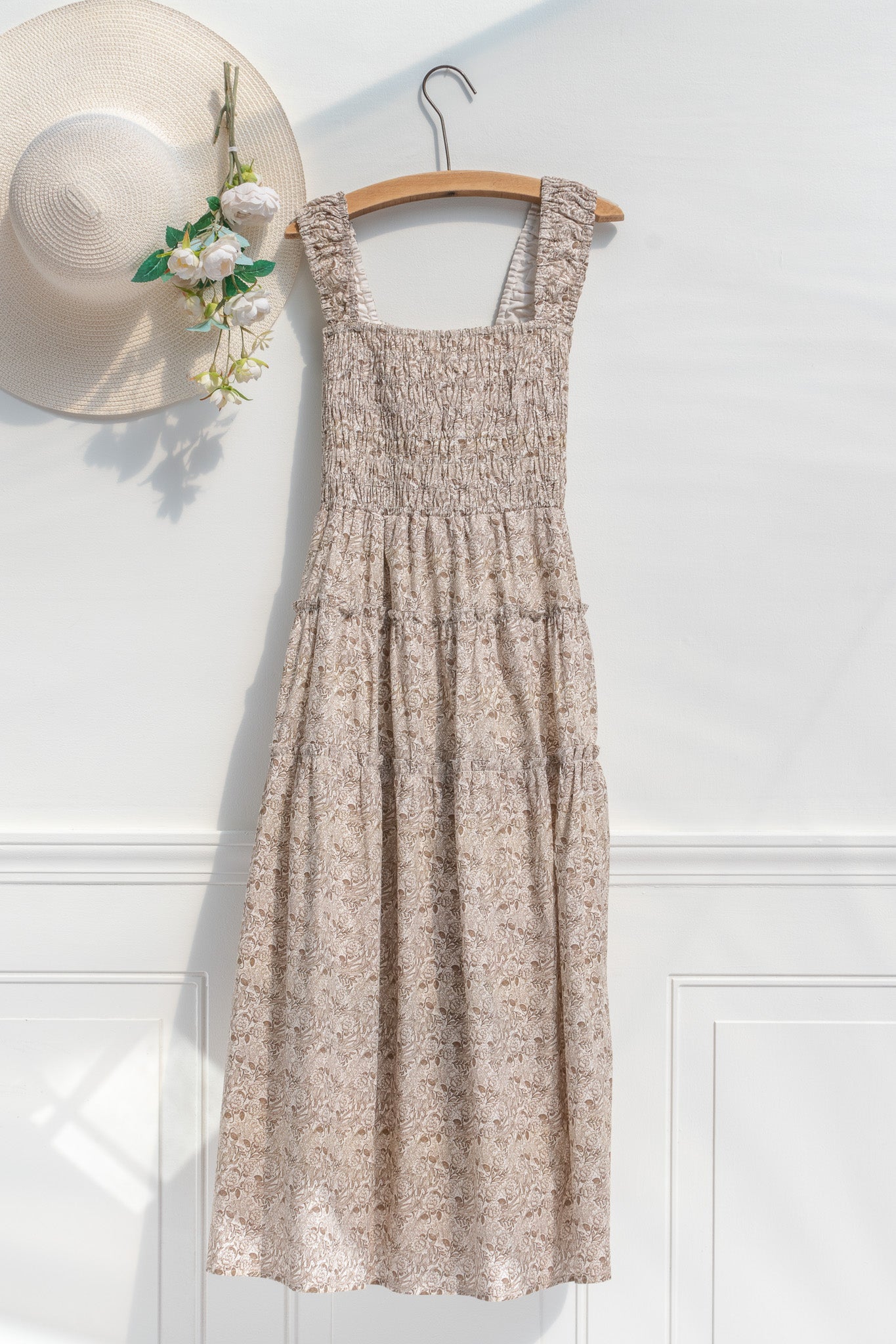 Margot Cotton Midi Dress for Women - Olive Green Summer Casual Dress with Short Sleeves | Perfect for Beach Vacations, Brunch Dates & Office Wear