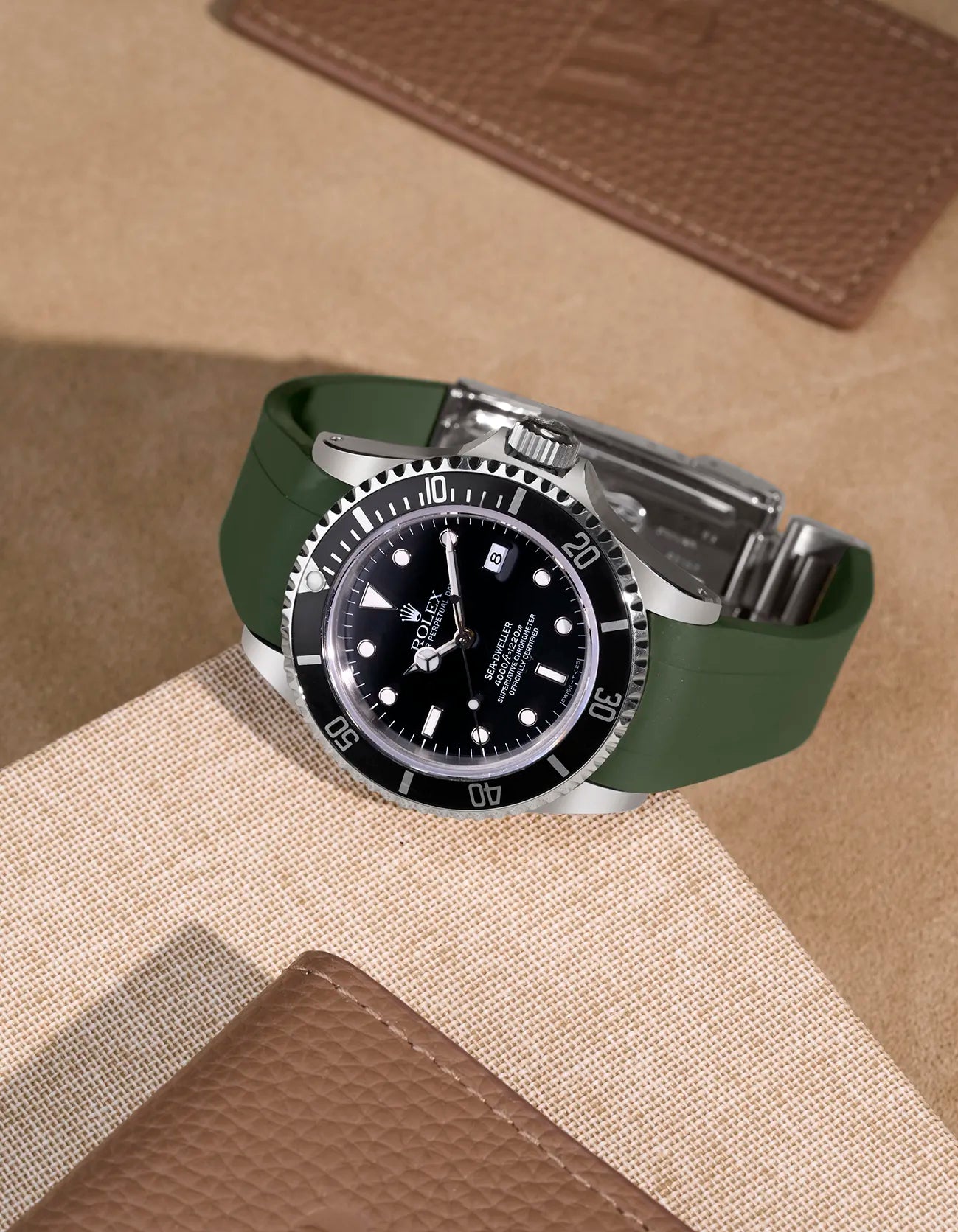 High-Quality FKM Rubber Watch Strap with Original Clasp for Rolex Sea Dweller 16600 - Durable, Comfortable & Waterproof for Diving, Swimming & Outdoor Activities