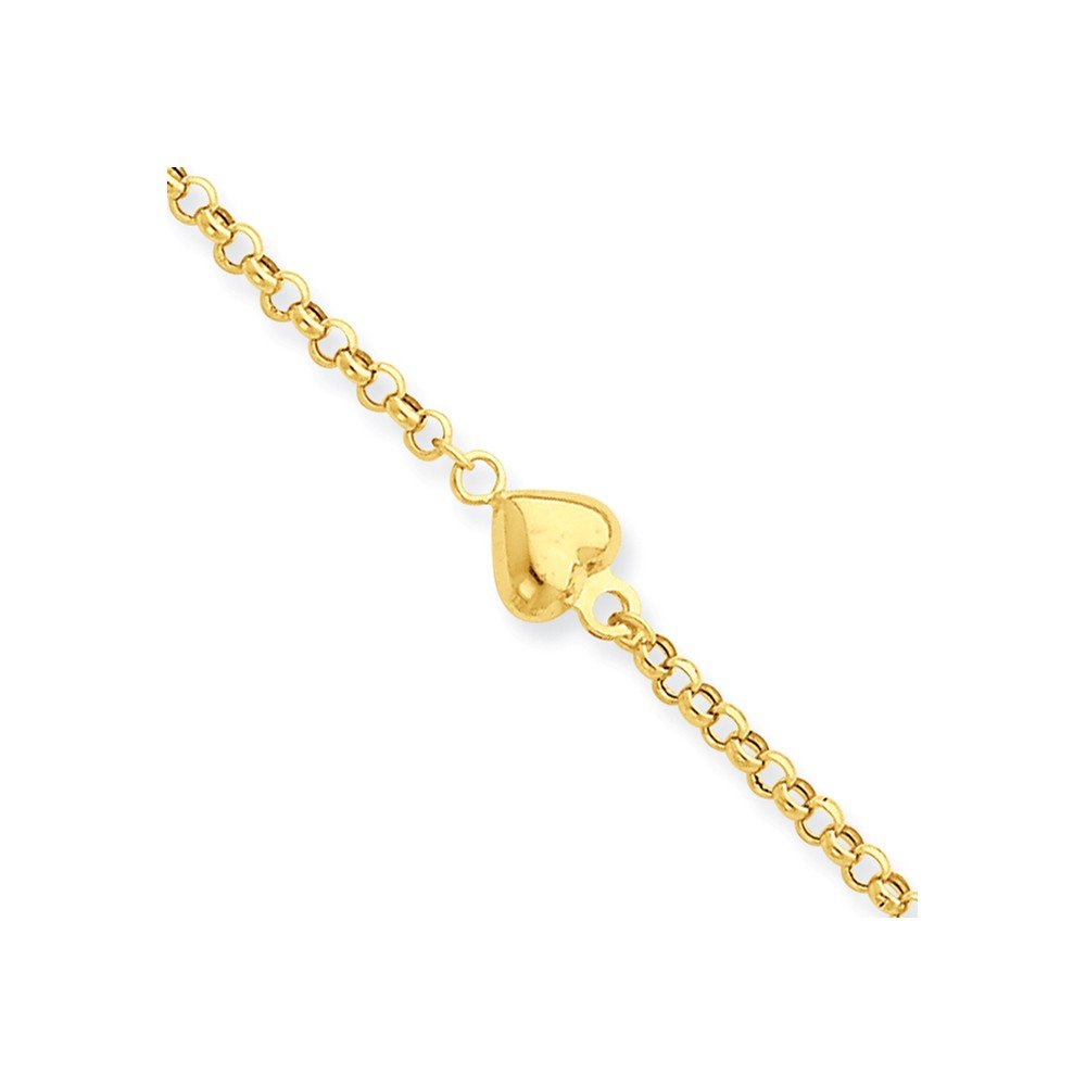 14K Solid Yellow Gold Heart Love Anklet - 10 Inch Adjustable Ankle Bracelet for Women, Perfect for Summer Beach & Vacation Jewelry Gift