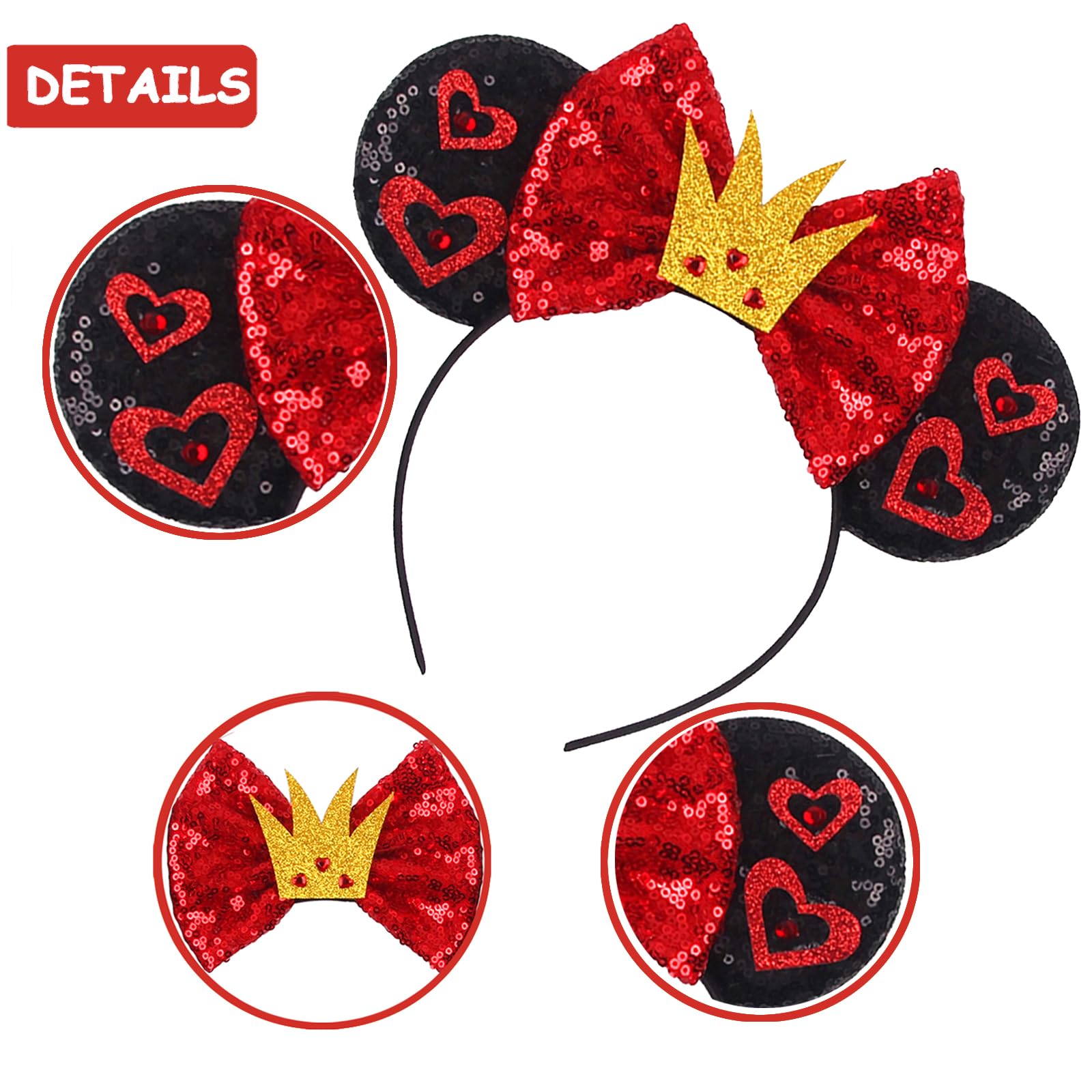 Sparkly Sequin Mouse Ears Headbands for Women, Girls & Boys - Glitter Bow Hair Accessories for Kids & Adults - Perfect for Birthday Parties, Halloween Costumes & Disney Theme Park Visits