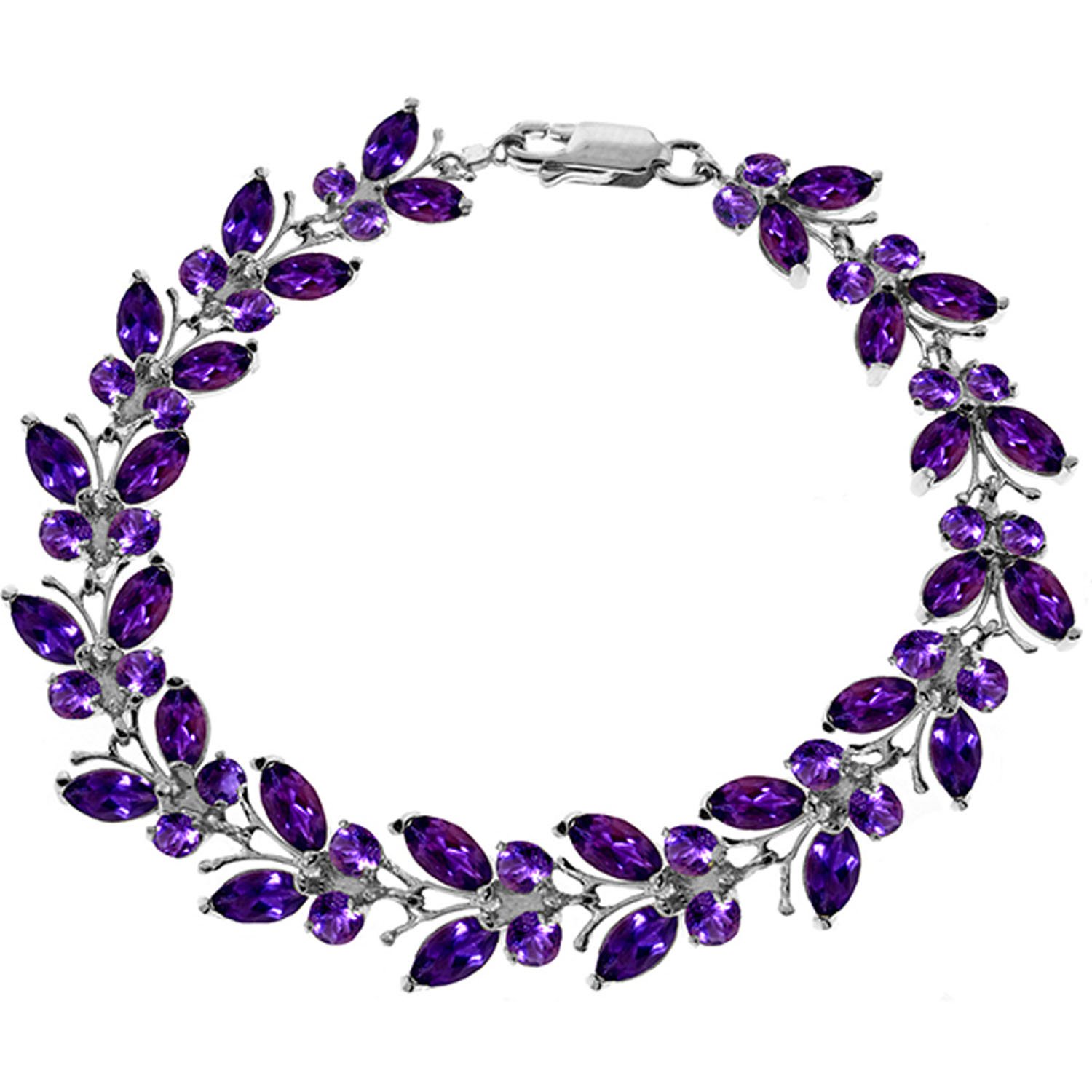 14K Solid White Gold Butterfly Bracelet with 16.5ct Amethyst Gemstone - Elegant Jewelry Gift for Women, Perfect for Weddings, Anniversaries & Special Occasions