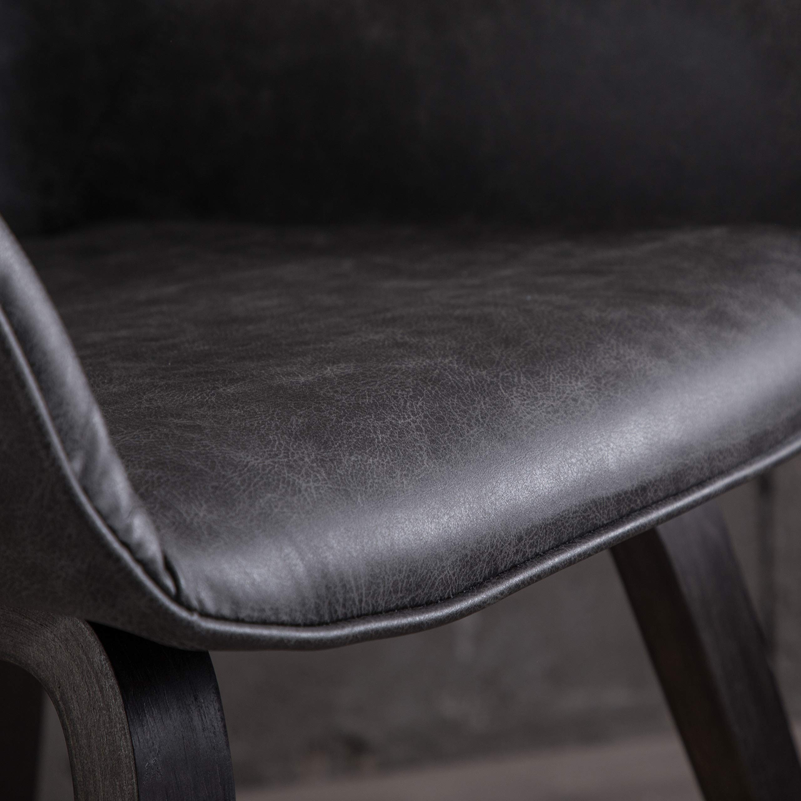 Modern Charcoal Faux Leather Dining Chairs - Set of 2 Upholstered Side Chairs for Living Room, Kitchen & Dining Room - Comfortable Seating for Home & Office