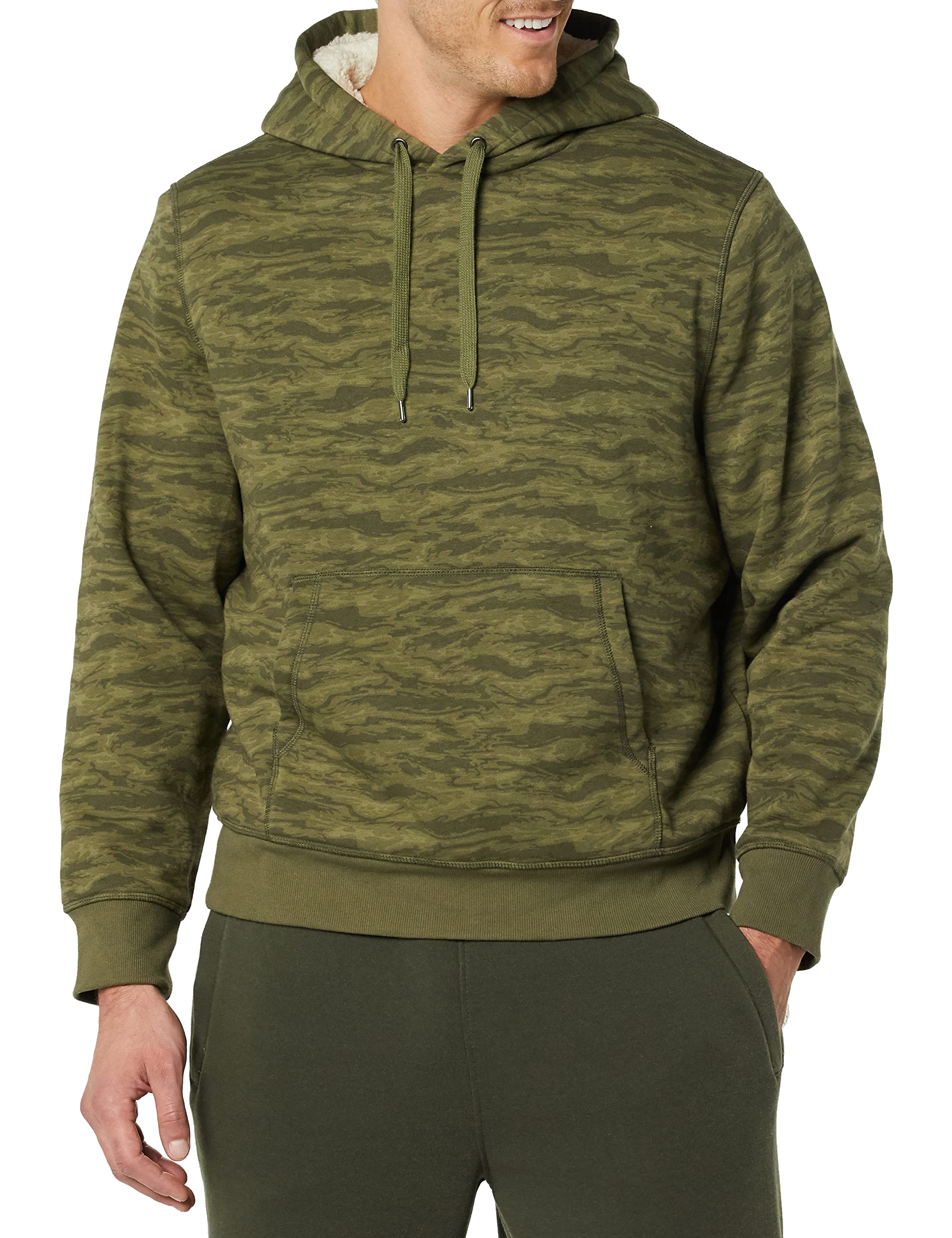 Amazon Essentials Men's Sherpa-Lined Hooded Pullover Sweatshirt - Warm Winter Fleece Jacket for Outdoor Activities & Casual Wear