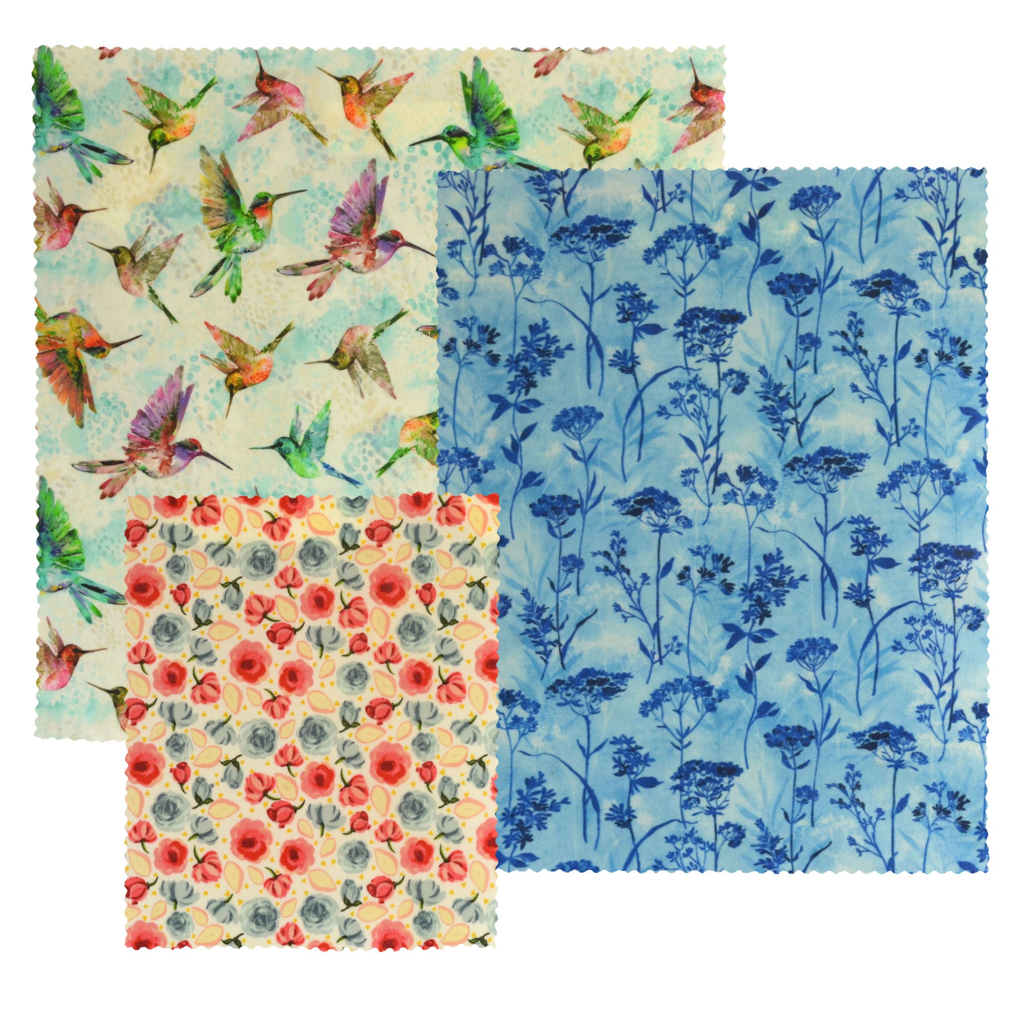 Hummingbird Harmony Beeswax Food Wraps - Set of 3 Reusable Eco-Friendly Beeswax Wraps for Food Storage, Sandwich Wrapping & Fresh Produce Preservation | Perfect for Picnics, Lunchboxes & Zero-Waste Kitchens