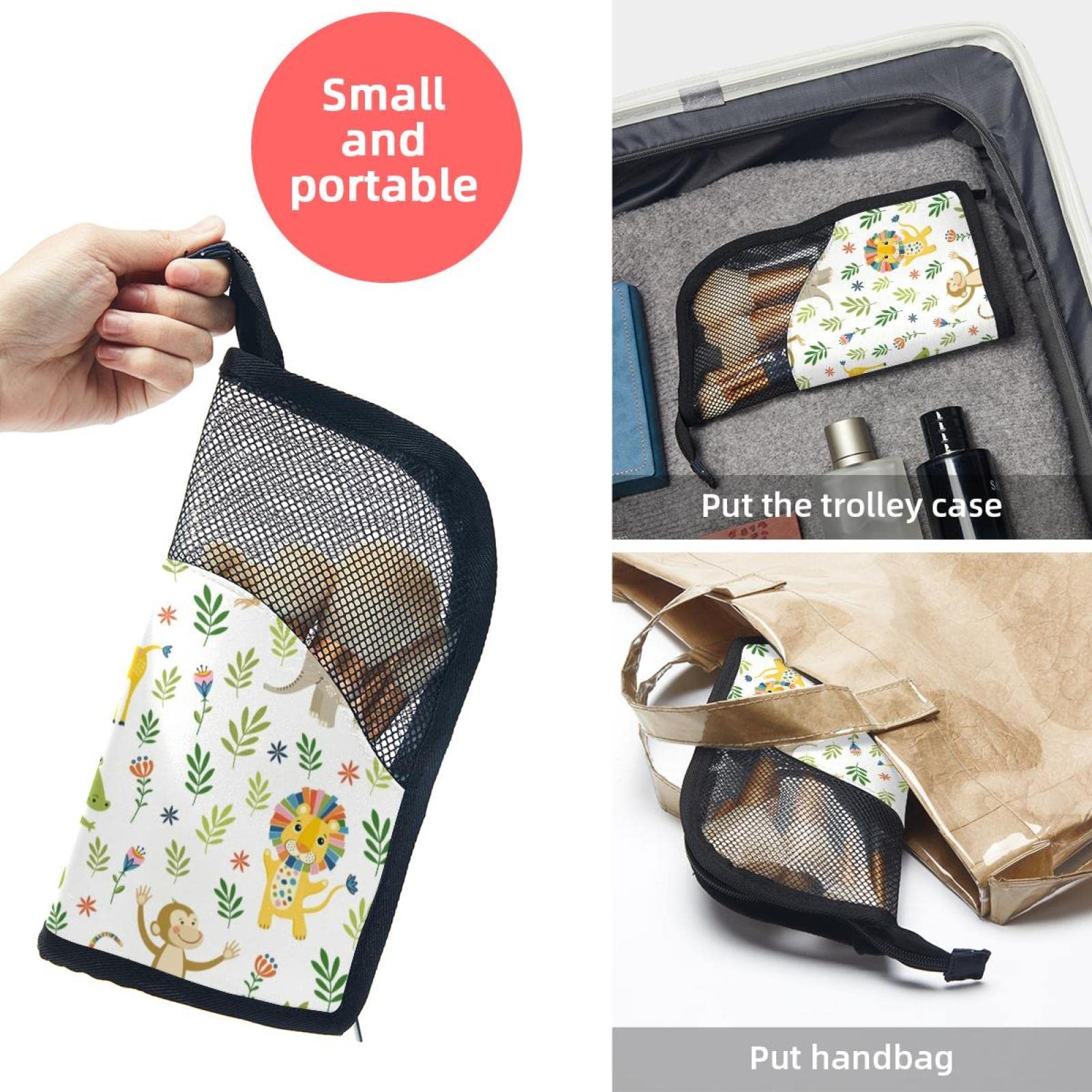 Premium 12-Piece Makeup Brush Organizer Bag with Lion, Giraffe & Monkey Jungle Animal Design - Portable Travel Cosmetic Brush Holder Case for Professional Makeup Artists & Beauty Enthusiasts | Perfect for Home, Travel & Salon Use