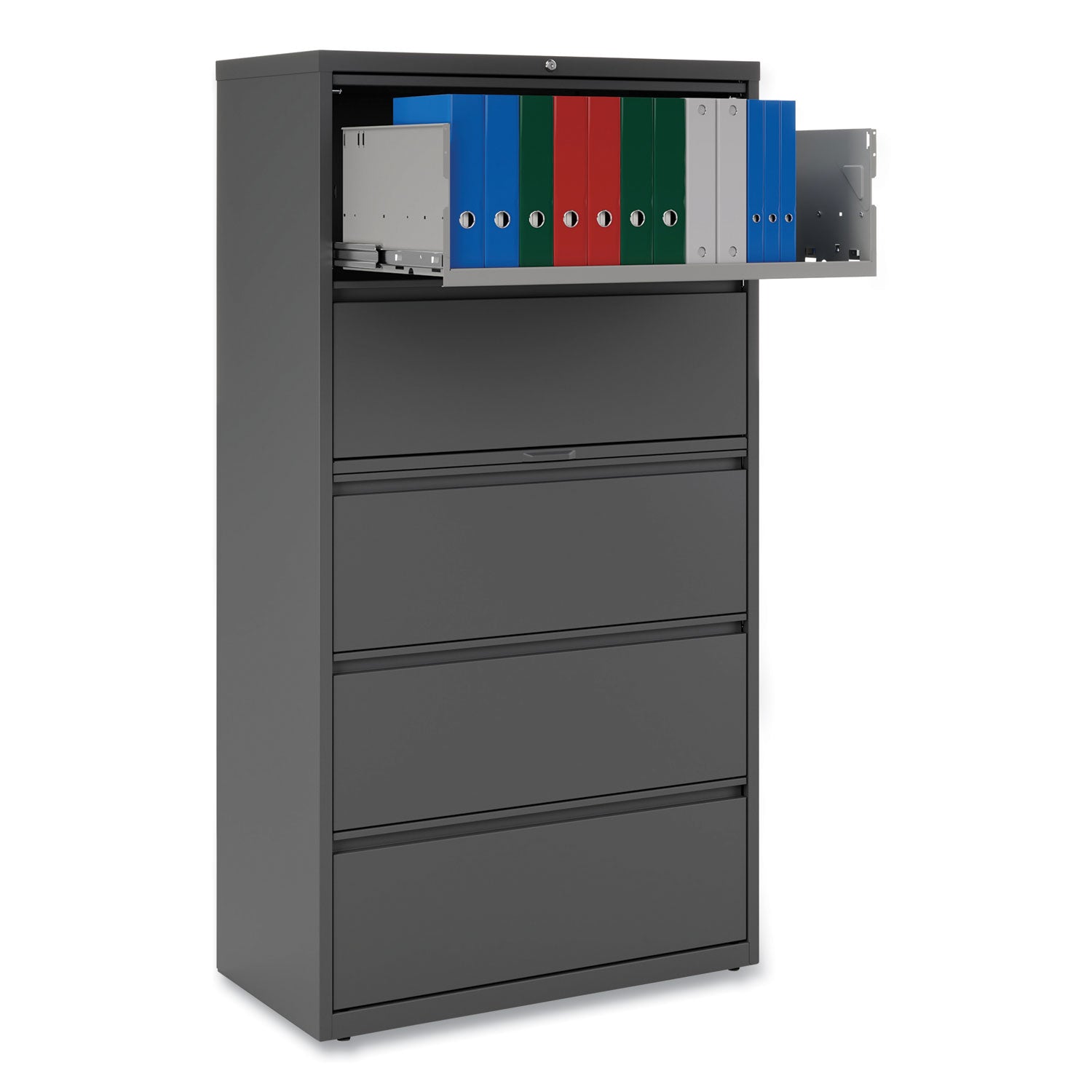 Alera® 5-Drawer Lateral File Cabinet - Legal/Letter/A4/A5 Size - Black - 36