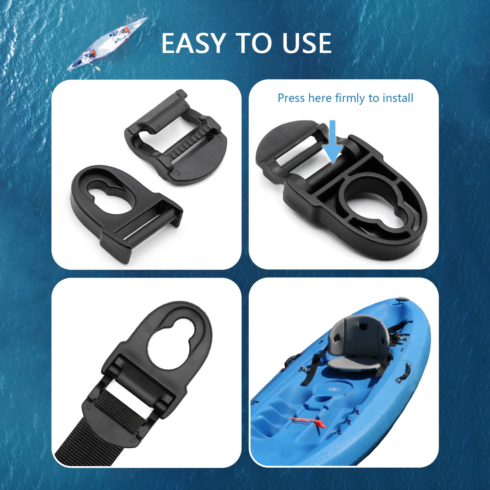4 Pack Kayak Seat Replacement Clips - Heavy Duty Kayak Seat Repair Kit for Secure & Comfortable Paddling - Perfect for Fishing, Camping & Outdoor Adventures
