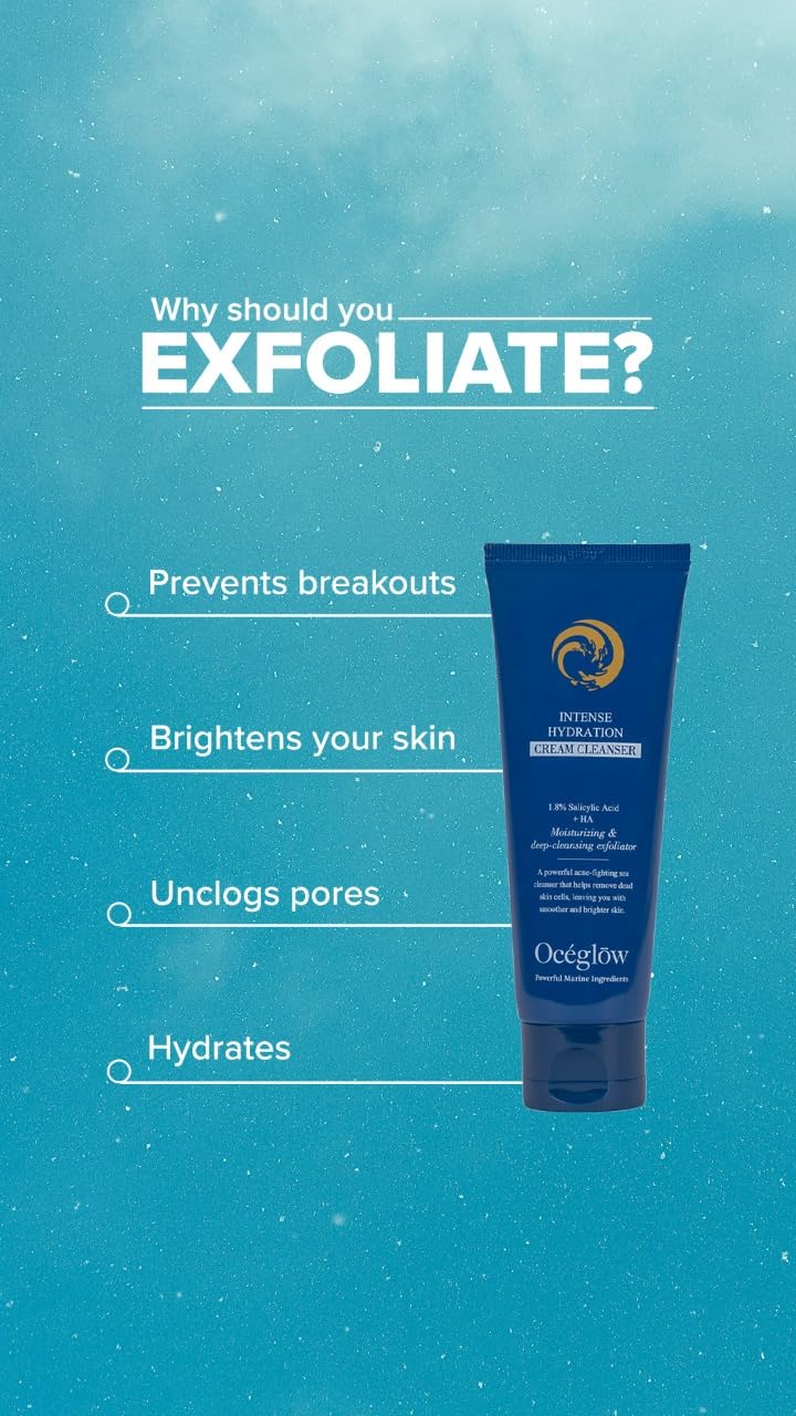 OCEGLOW Powerful Marine Extracts Face Wash with 1.8% Salicylic Acid & Hyaluronic Acid - Deep Hydration & Pore Clearing for Acne-Prone Skin | Gentle Cleanser for Women & Men (75ml) | Perfect for Daily Skincare Routine & Travel