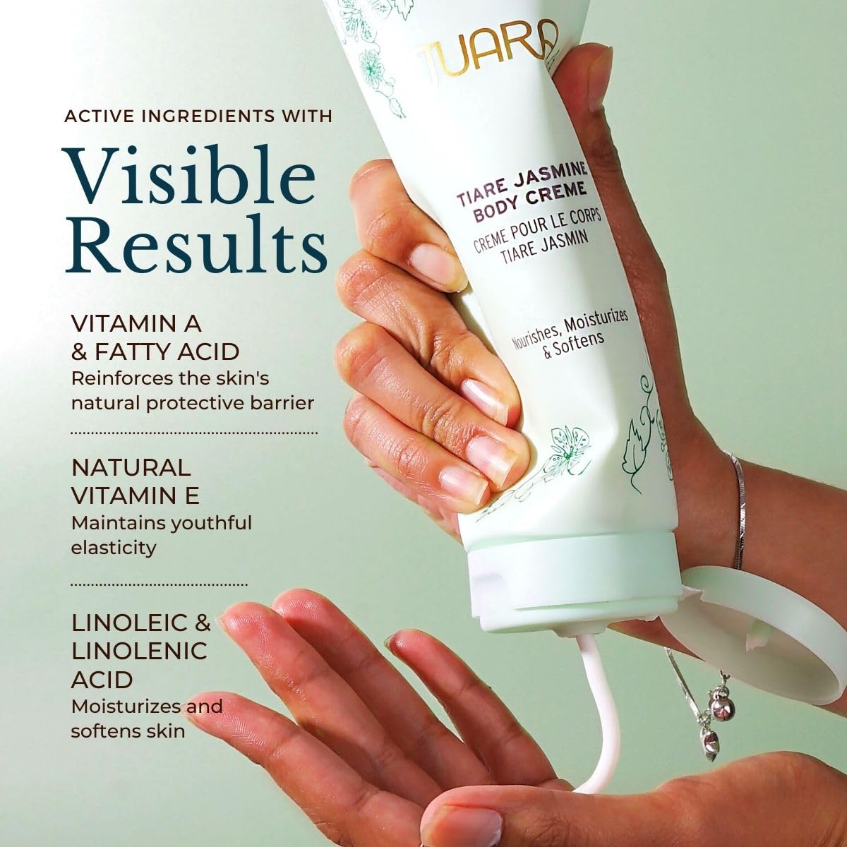 Juara Tiare Jasmine Body Cream - Ultra Moisturizing Lotion for Dry Skin | Hydrating Hand, Foot & Body Balm | Soothing Skincare Treatment | Cruelty-Free, Paraben & Sulfate Free, Vegetarian Formula | 8 oz | Perfect for Daily Hydration & Spa-Like Self-Care