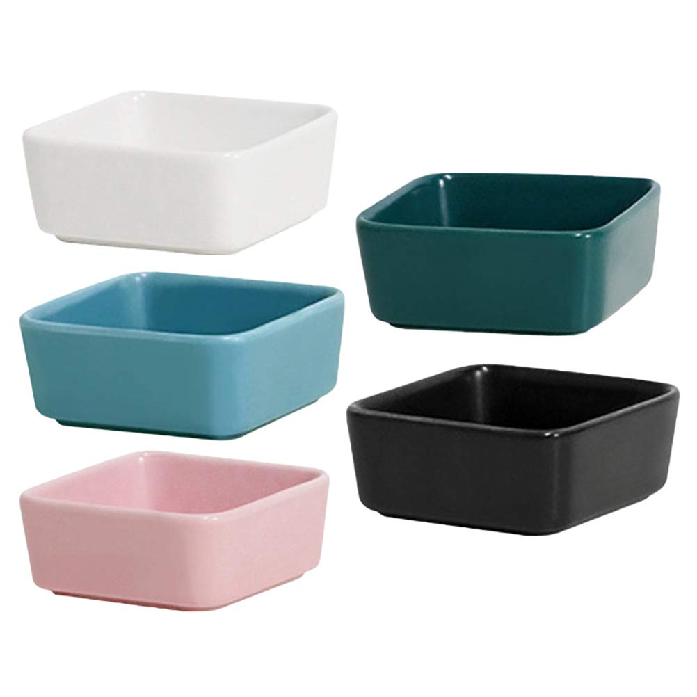 Cabilock 5-Piece Ceramic Sauce Dishes Set - Rectangular Dipping Bowls for Seasoning, Soy Sauce & Condiments - Nordic Style Minimalist Tableware for Sushi, Dumplings & Appetizers