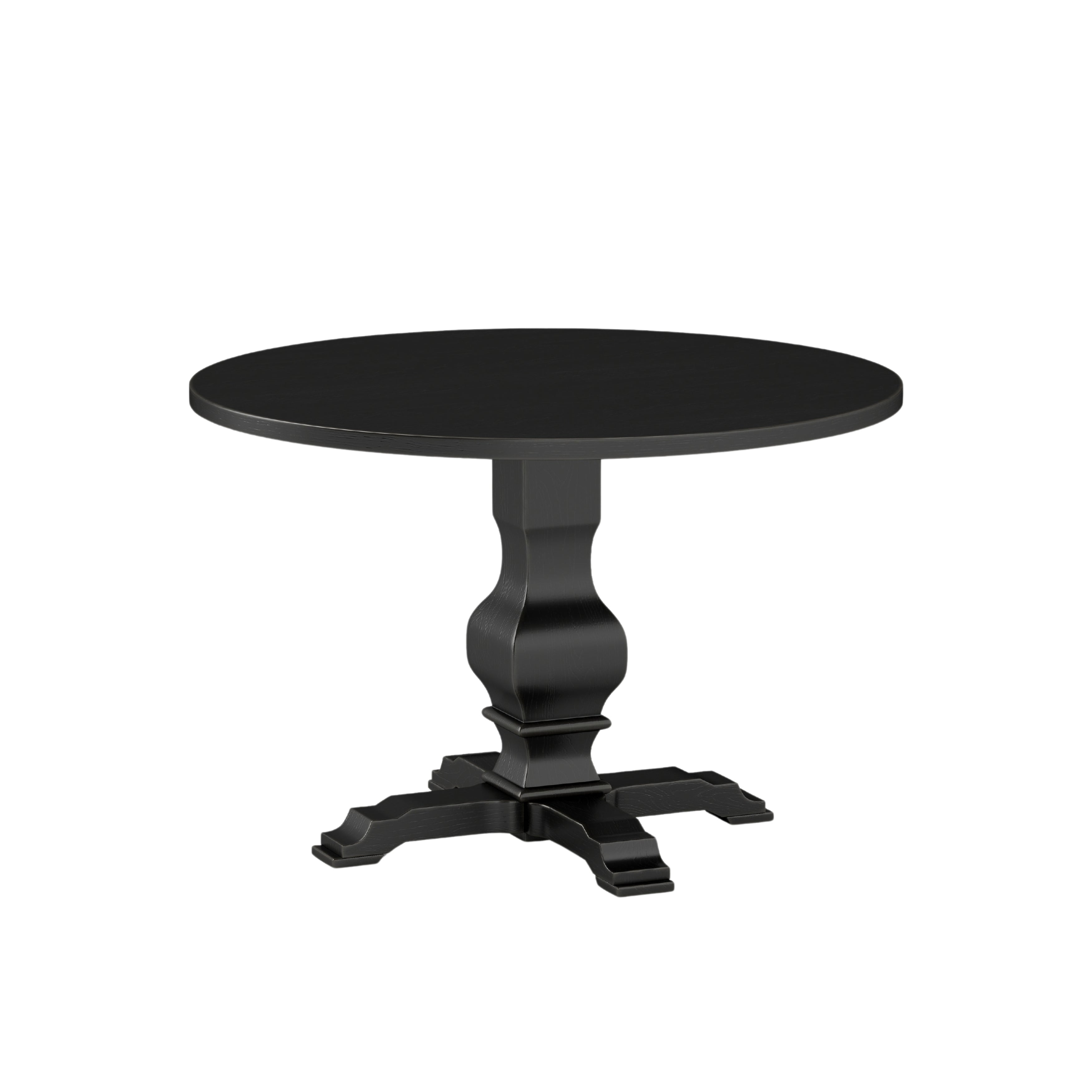 Roundhill Furniture Havre Solid Wood Pedestal Round Dining Table - 42 Inch Farmhouse Style for Kitchen, Dining Room & Small Spaces