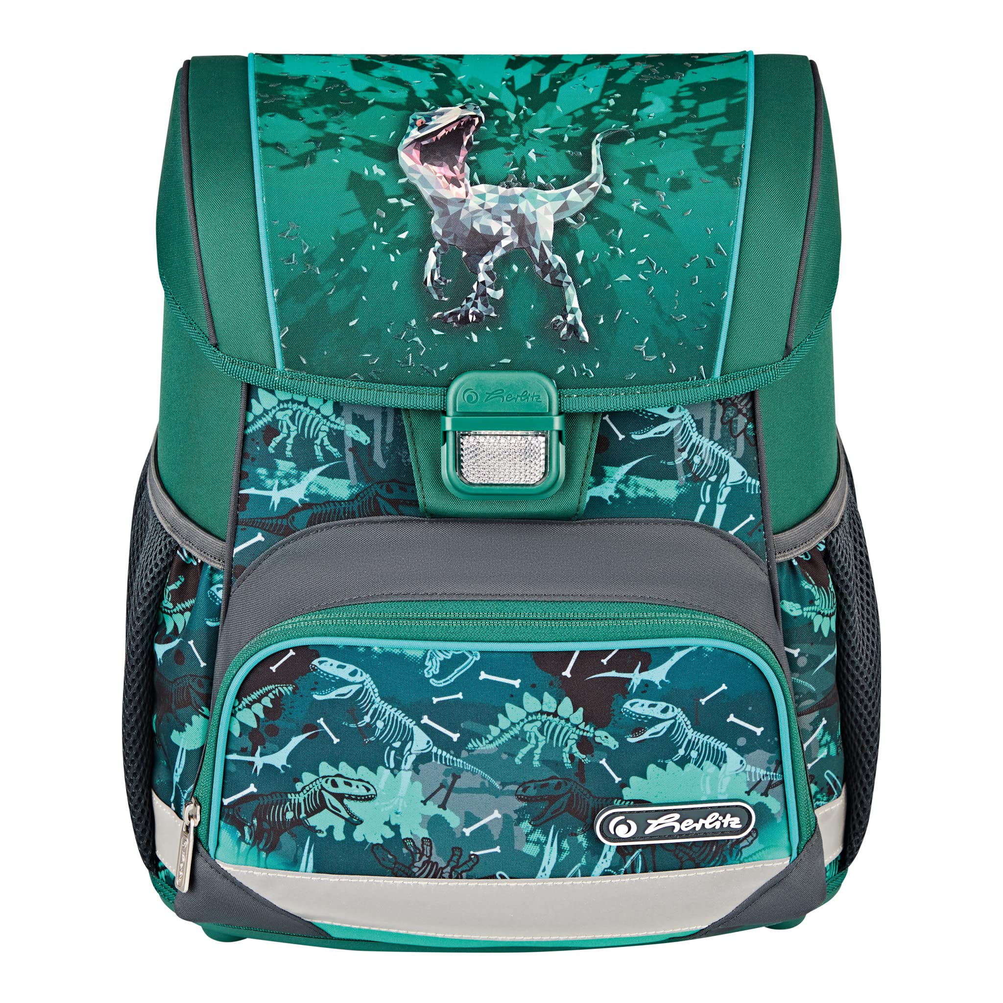 Herlitz Loop Plus Green Rex School Backpack for Kids - Lightweight, Durable & Ergonomic Design - Perfect for Elementary Students, Day Trips & Outdoor Adventures