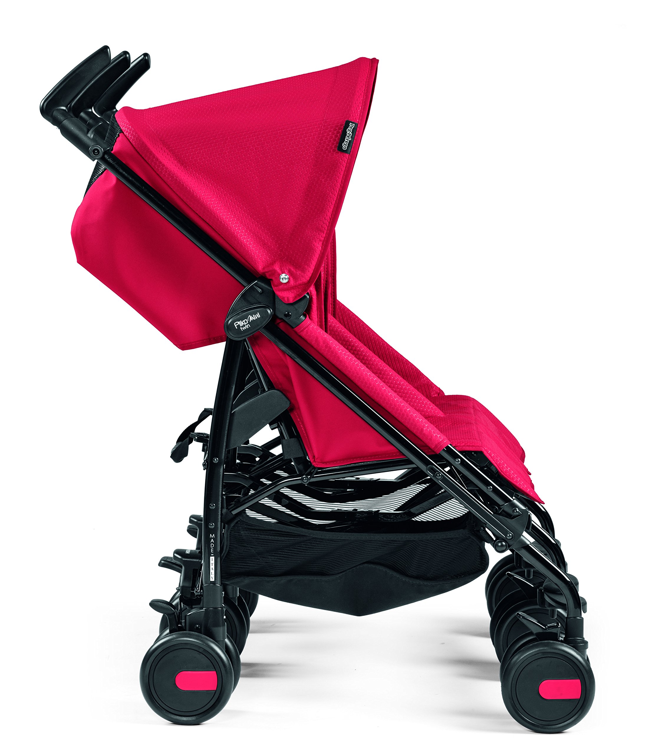 Peg Perego Pliko Mini Twin Baby Stroller - Lightweight Compact Double Stroller for Twins, Mod Red | Perfect for Travel, Shopping & Everyday Use with Toddlers