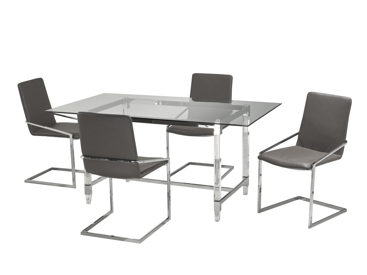 5-Piece Grey Dining Room Set - Modern Kitchen Table & Chairs for Small Spaces, Family Meals & Entertaining Guests