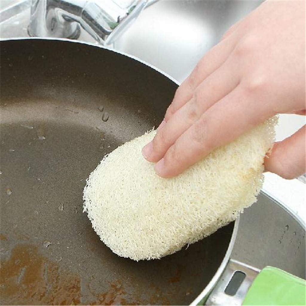 Natural Loofah Sponge for Kitchen - 100% Eco-Friendly Exfoliating Scrubber for Pots, Pans & Bowls | Durable Multi-Use Luffa Brush for Dishwashing & Cleaning | Perfect for Non-Stick Cookware & Delicate Dishes
