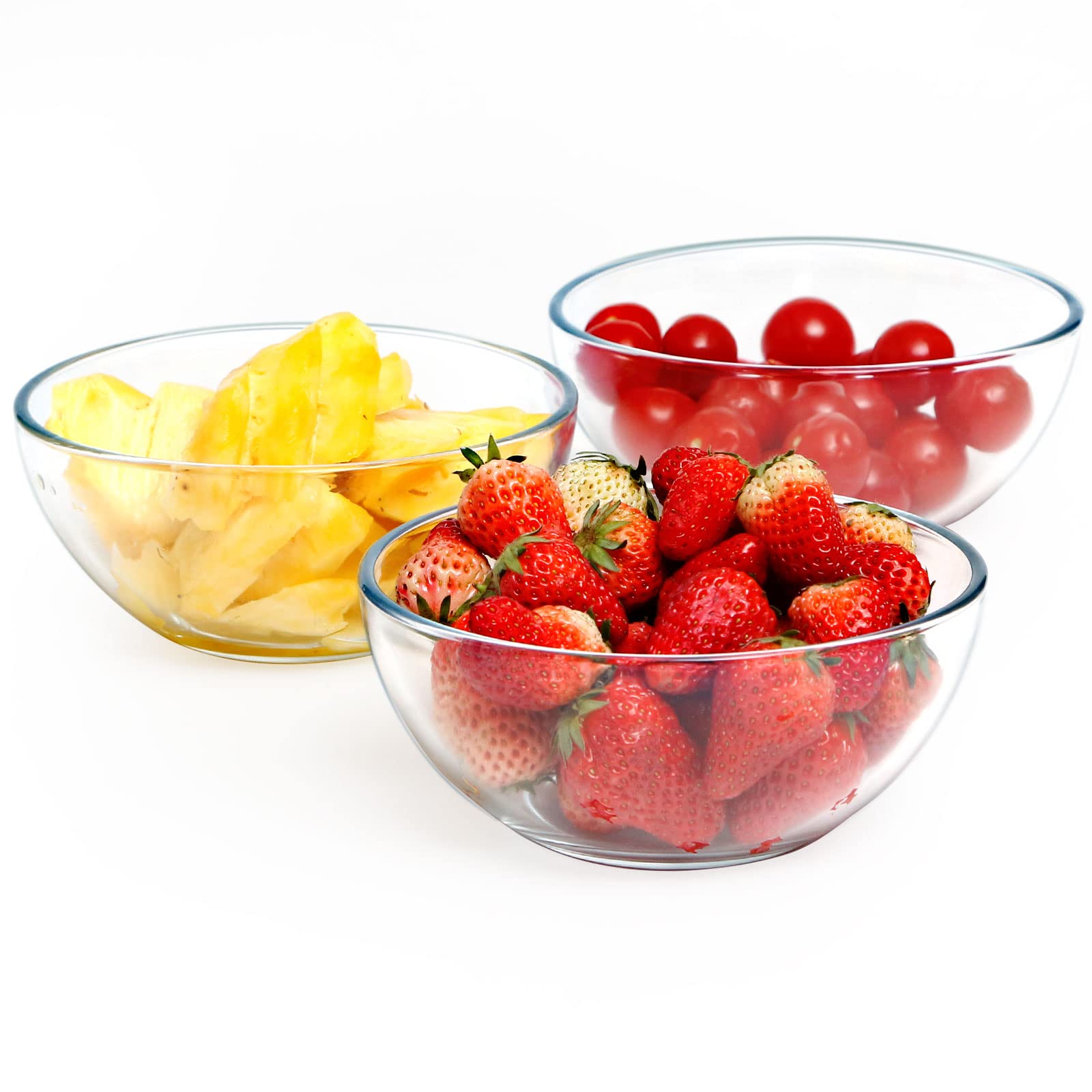 NUTRIUPS 6 Inch Glass Bowls Set - Clear Tempered Glass Salad Bowls, Microwave & Oven Safe Kitchenware - Perfect for Serving Salads, Desserts, Snacks & Meal Prep