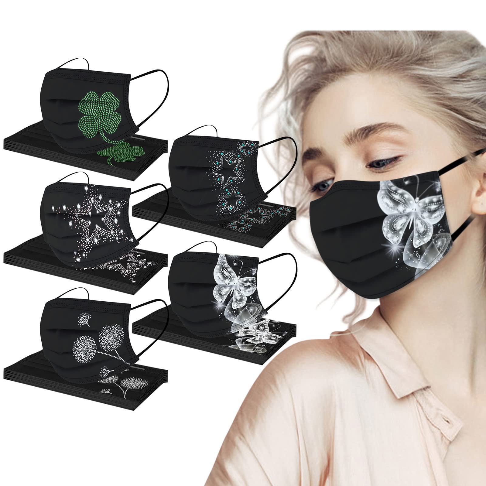 50/100 Pack Fashion Disposable 3-Ply Face Masks for Kids & Adults - Breathable Protection for Daily Use, Parties, Costume Accessories & Public Safety