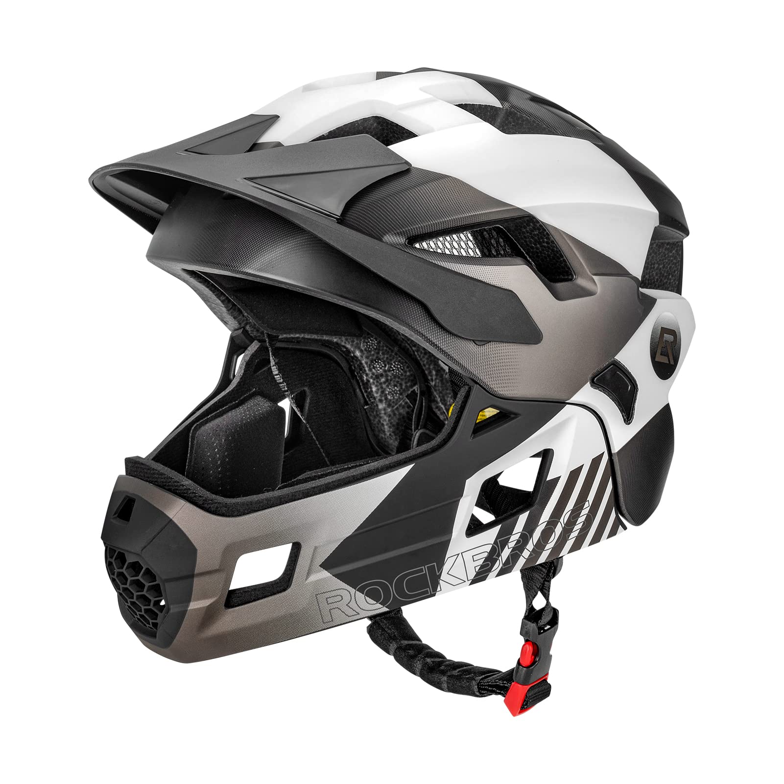 ROCKBROS Adjustable Kids Bike Helmet - Detachable Full Face Protection for Children's Bicycle, Skateboard & Scooter - Lightweight Safety Gear for Outdoor Sports & Cycling Adventures