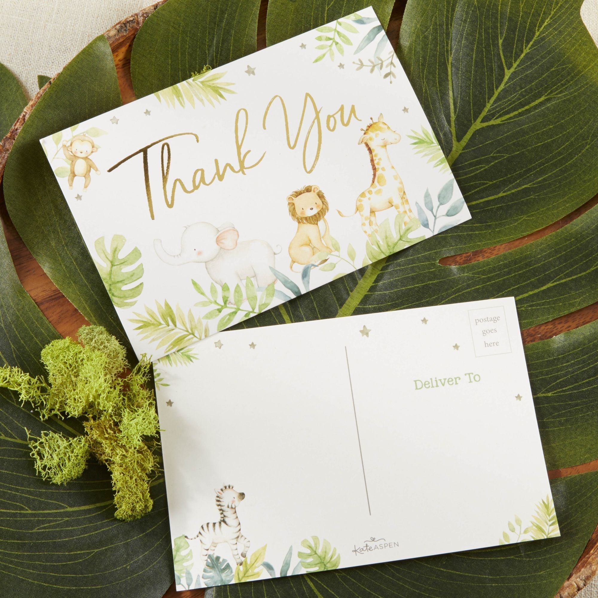 Adorable Safari Baby Shower Invitations & Thank You Cards Set - 20-Piece Jungle Theme Stationery for Gender Reveal & Newborn Celebration