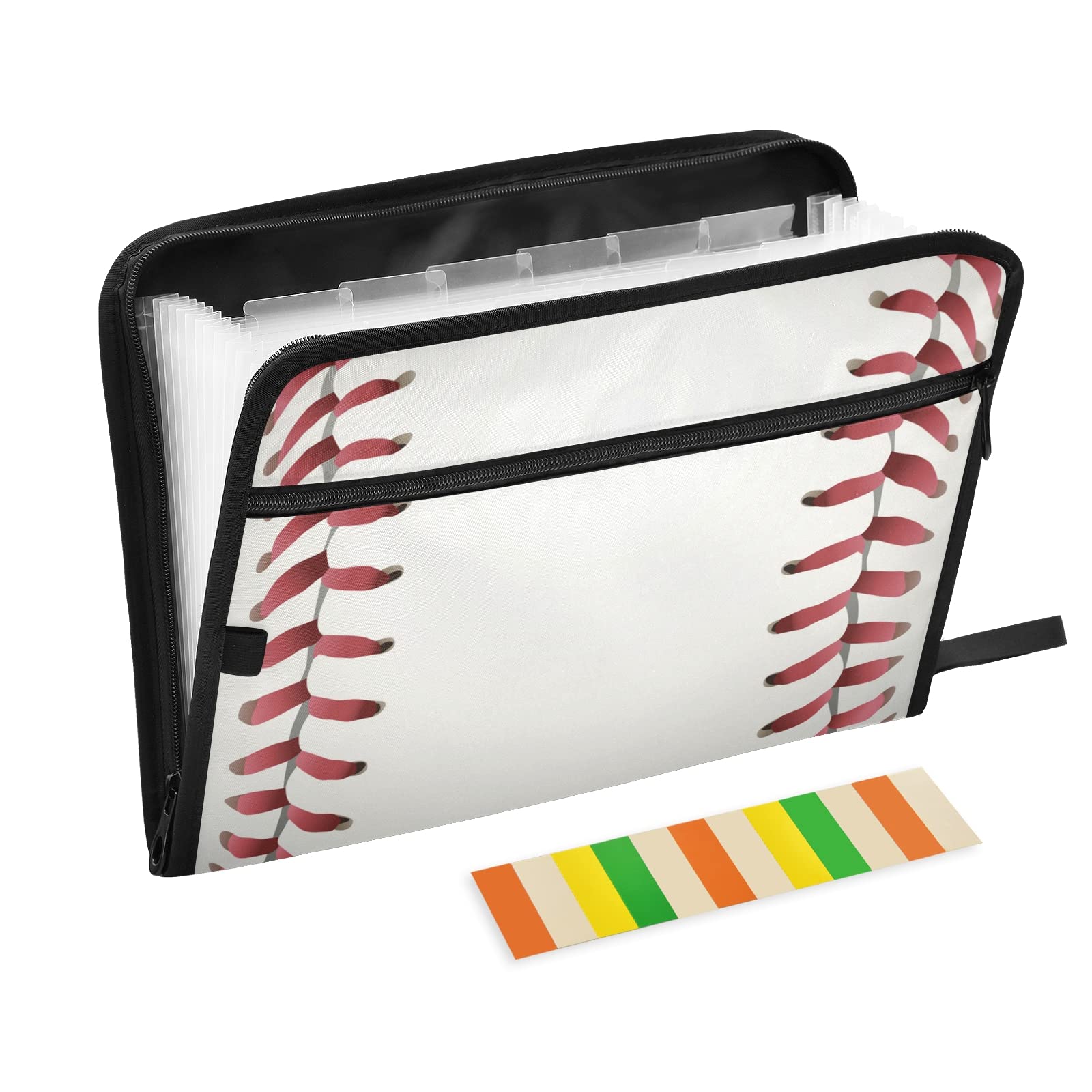 UMIRIKO 13-Pocket Expanding File Folder with Zipper Closure - Letter/A4 Size Document Organizer with Sticky Labels - Perfect for Baseball Sports, Office, School & Home Organization