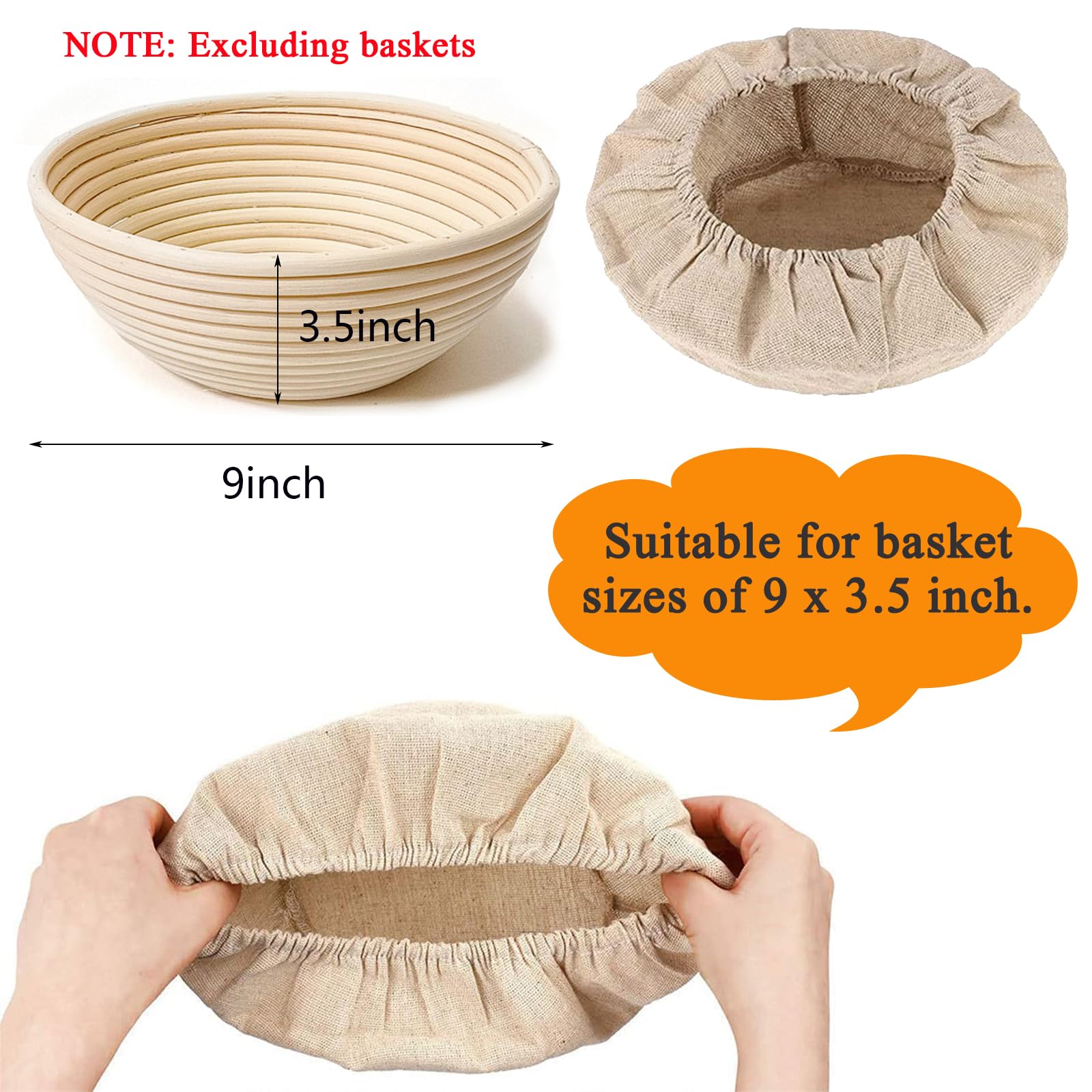 6-Pack Round Bread Proofing Basket Liners - 9 Inch Natural Rattan Banneton Cloth for Sourdough Baking (Basket Not Included) - Perfect for Artisan Bread Making & Home Baking