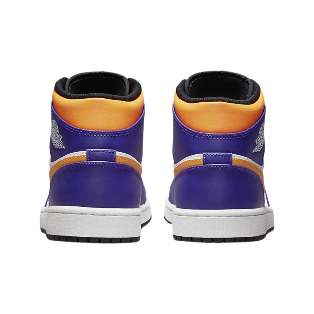 Air Jordan 1 Mid Men's Basketball Shoes - Purple, White, Yellow & Black Colorway | Perfect for Streetwear, Casual Outfits & Sneaker Collectors