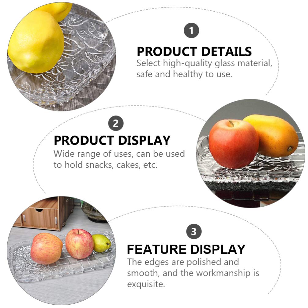 DOITOOL 1-Piece Rectangular Glass Fruit Plate - Durable Food Storage Tray for Kitchen, Dining & Entertaining | Perfect for Serving Fruits, Snacks, Cheese & Appetizers at Parties, Picnics & Home Gatherings