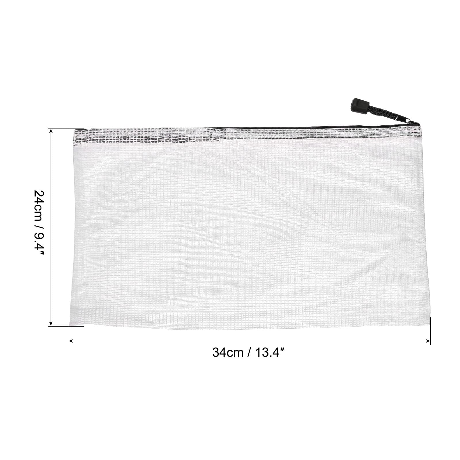 **MECCANIXITY Mesh Zipper Bags - 12 Pack A4 Size Plastic Document Folders with Secure Zip Closure for Home, Office & Travel Storage - Black**    *(Perfect for Organizing Papers, Receipts, Files & School Supplies - Durable & Lightweight for Daily Use)*