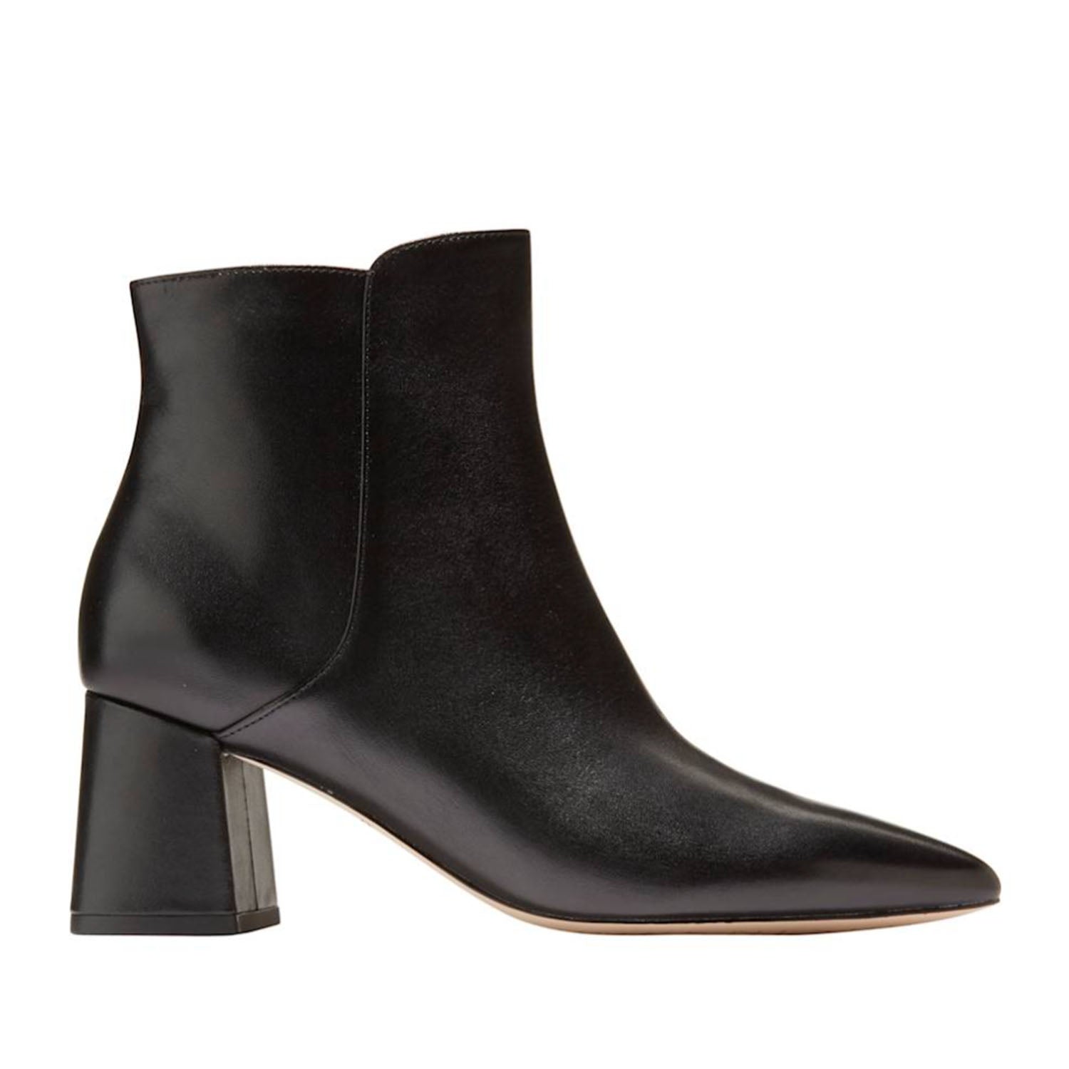 Cole Haan Women's Catlyn Block Heel Bootie - Comfortable Black Leather Ankle Boots for Work, Office & Dressy Occasions