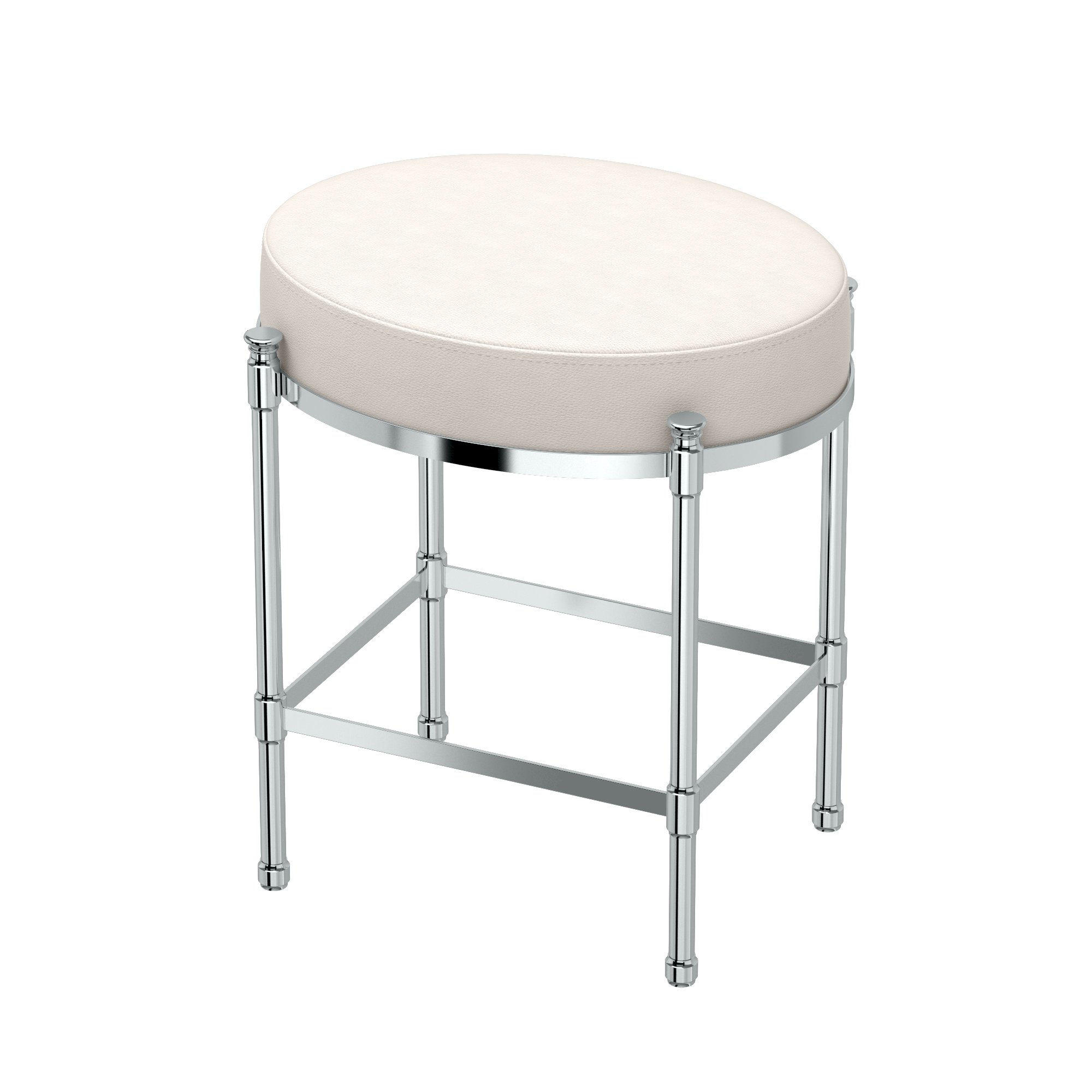Gatco 1358 Chrome Oval Vanity Stool - Elegant Bathroom & Dressing Room Seat for Makeup and Hair Styling