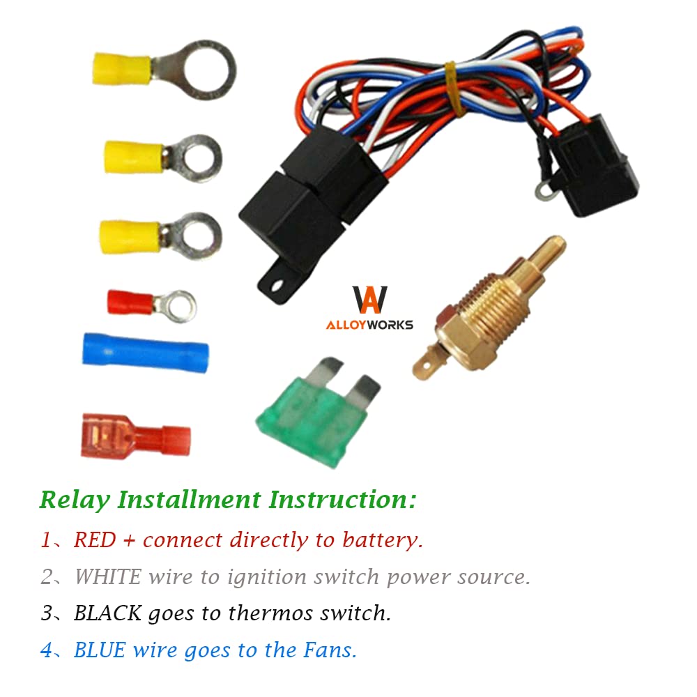 Alloyworks Aluminum Fan Shroud Thermostat Relay Kit for 1967-1972 Chevy C/K C10 C20 K10 K20 Pickup Suburban Truck & Blazer - GMC Jimmy Van Radiator Cooling System Upgrade (Radiator Not Included, CC369) - Perfect for Classic Car Restoration & Hot Weather Performance