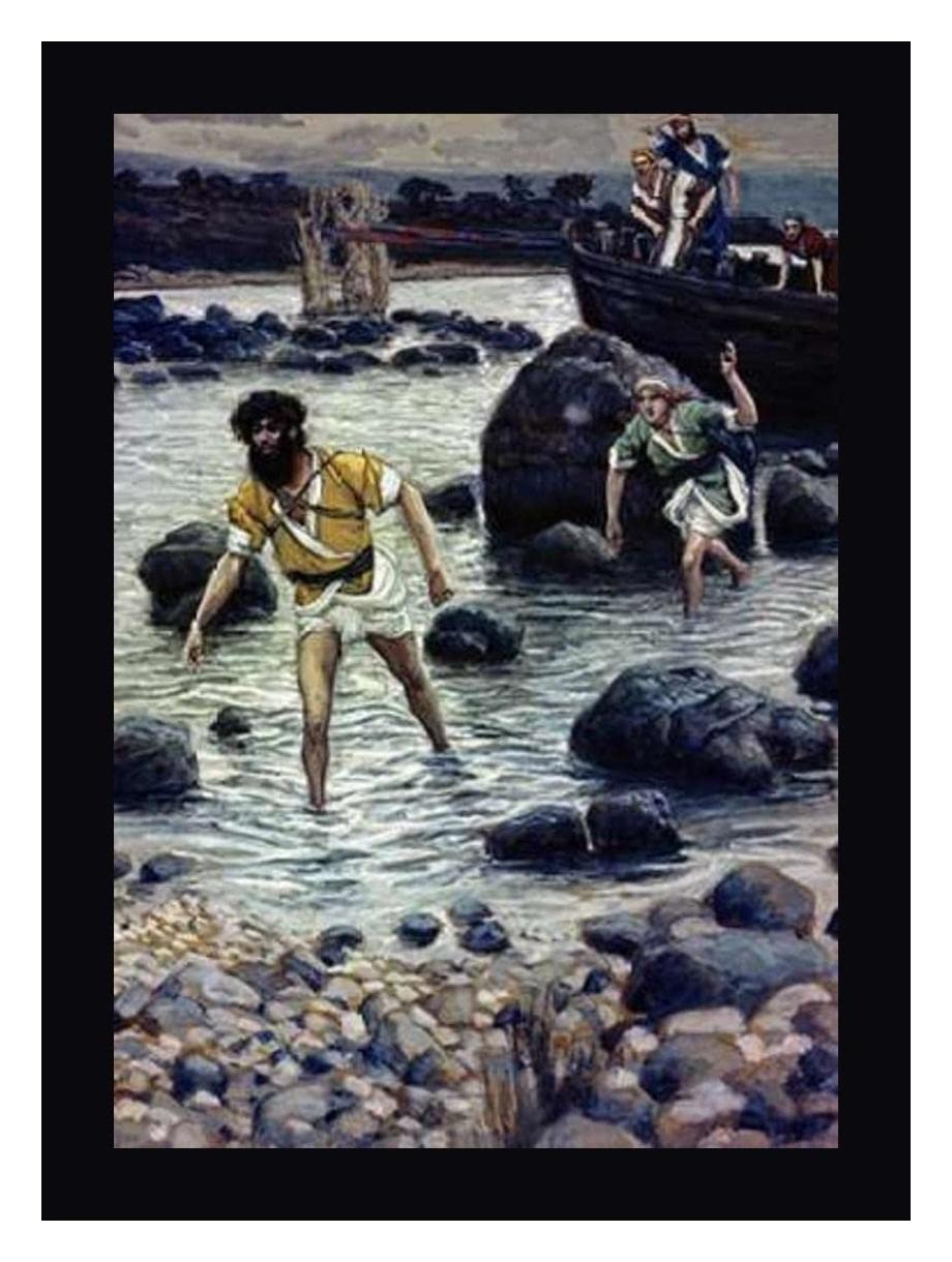 The Calling of James and John by James Tissot - 18x24 Inch Framed Canvas Art Print with Black Frame - Ready to Hang Wall Decor for Living Room, Bedroom or Office