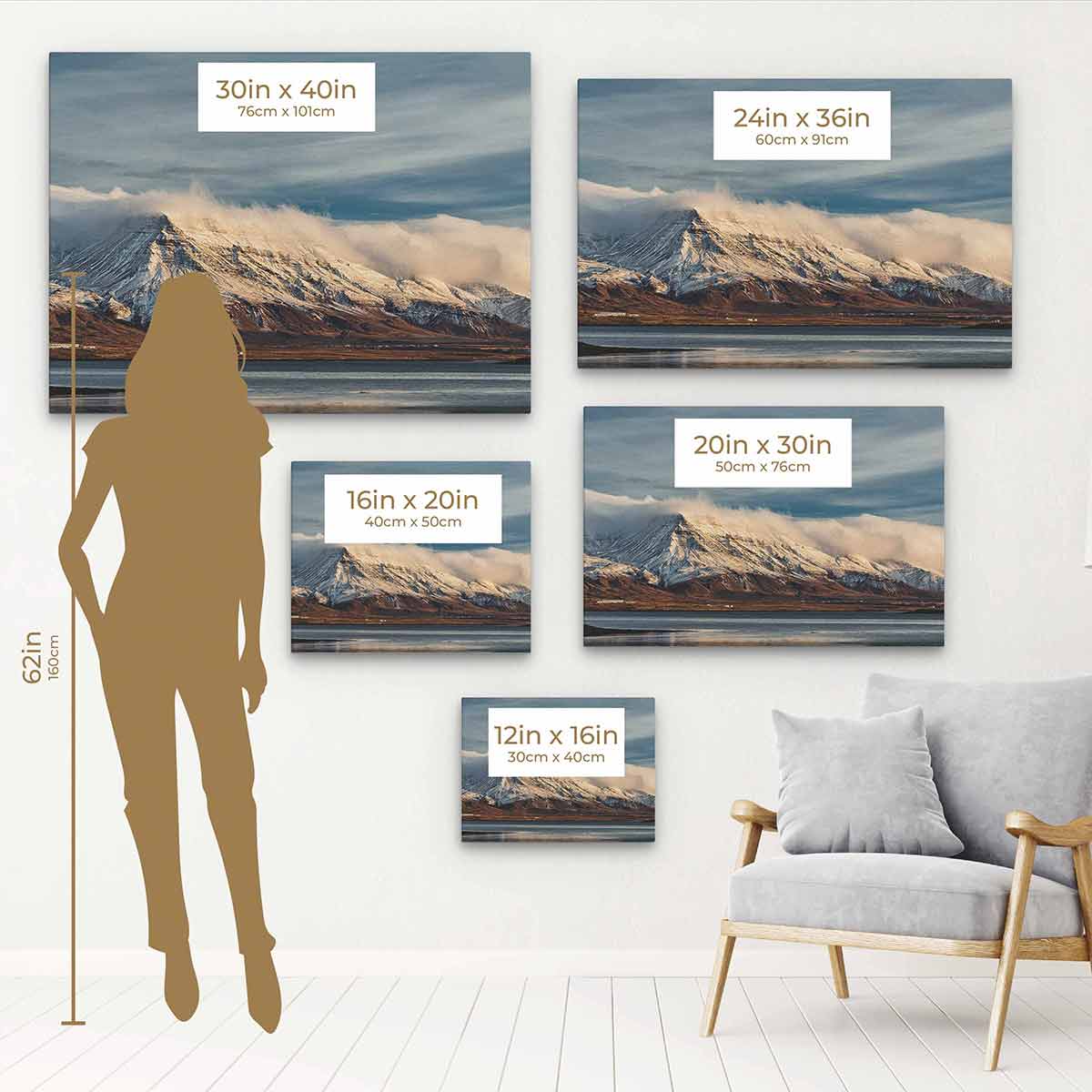 Blue Mountain Lake Canvas Wall Art - Stunning Landscape Painting for Living Room, Bedroom & Office Decor