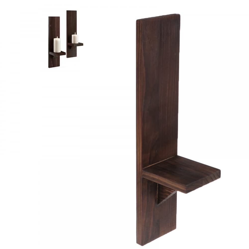 Wooden Candle Holder Wall Mount - 9cm Platform Shelf for Candles, Vases & Aroma Bottles - Natural Chestnut Finish - Perfect for Home Decor, Wedding Centerpieces & Spa Relaxation